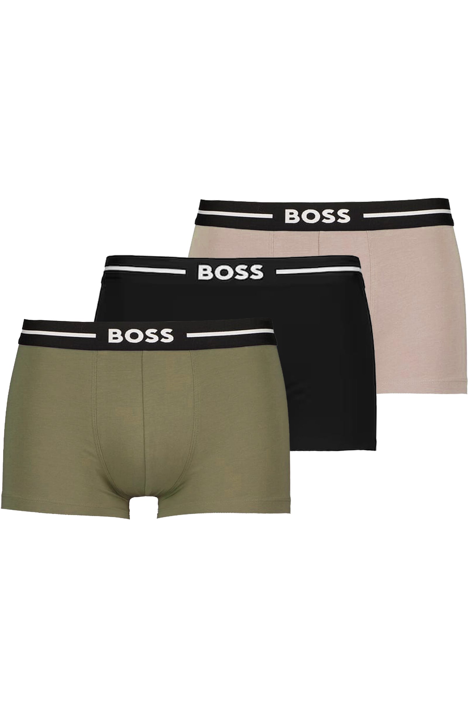 HUGO BOSS Bold trunks (3-pack), heren boxers kort, beige, groen, zwart