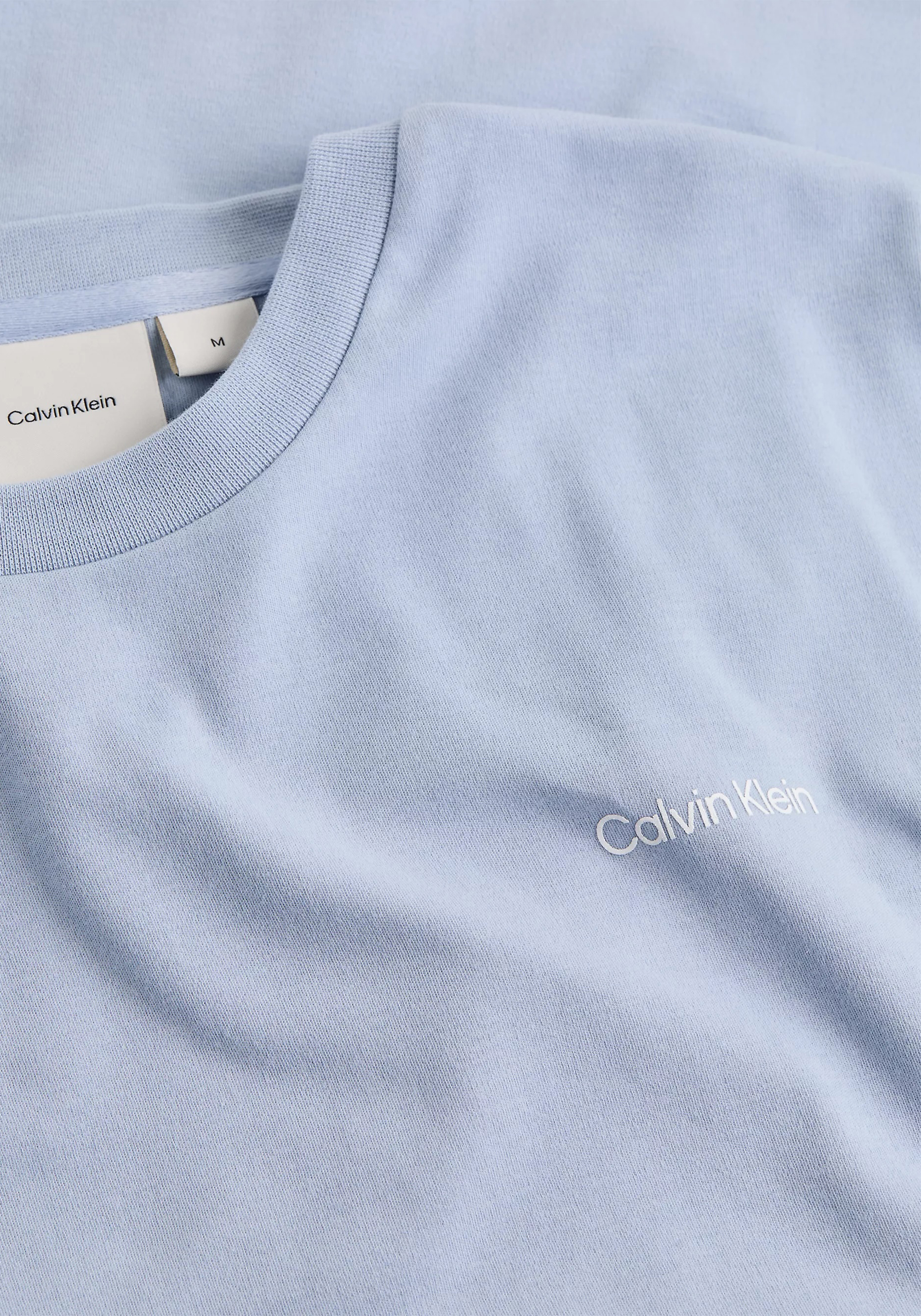 Calvin Klein Micro Logo Interlock T-shirt, heren T-shirt korte mouw O-hals, blauw