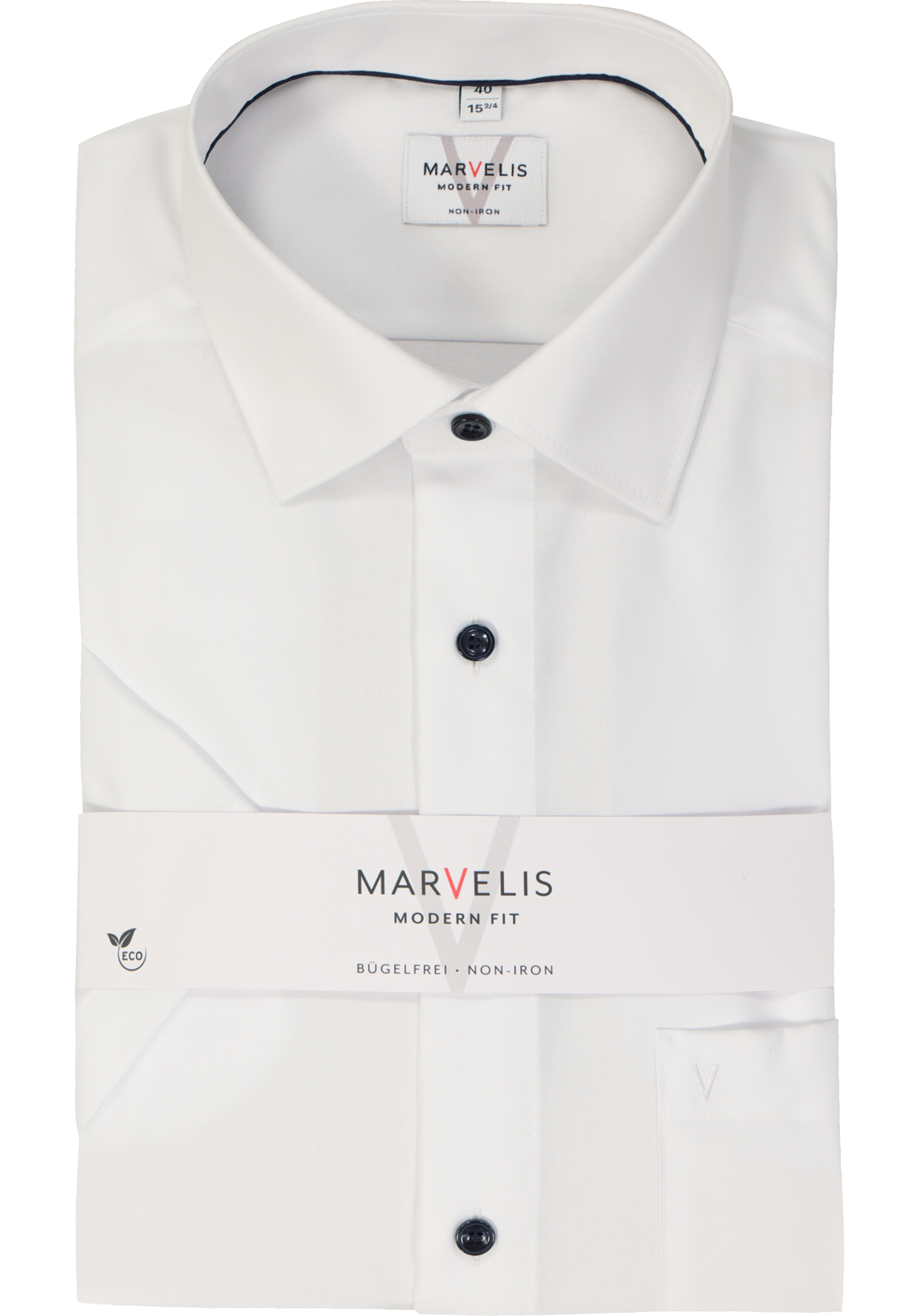 MARVELIS modern fit overhemd, korte mouw, popeline, wit