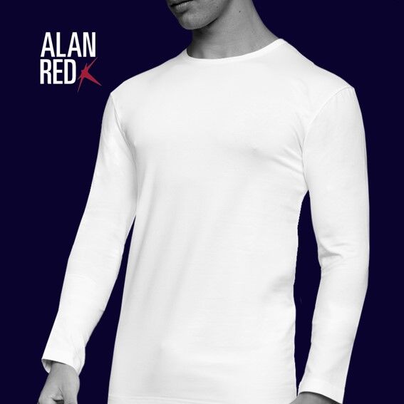 ALAN RED T-shirt Olbia (1-pack), O-hals lange mouw stretch, wit