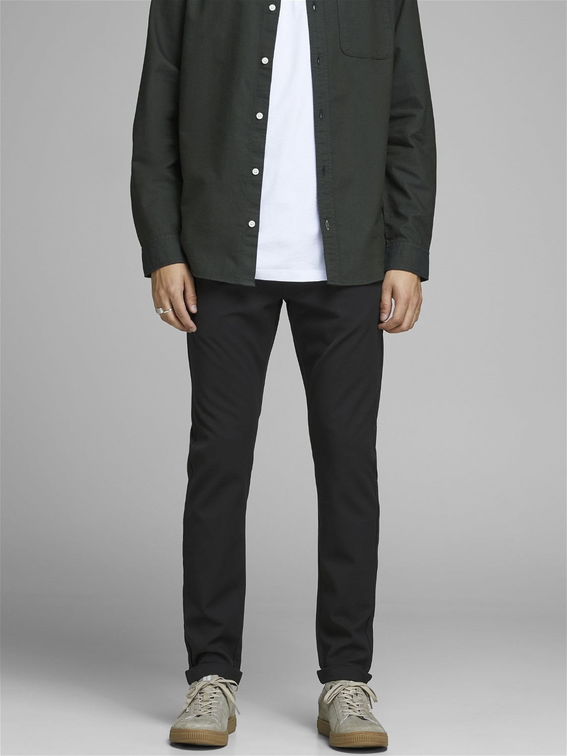 JACK & JONES Marco Connor Black loose fit, heren chino, zwart