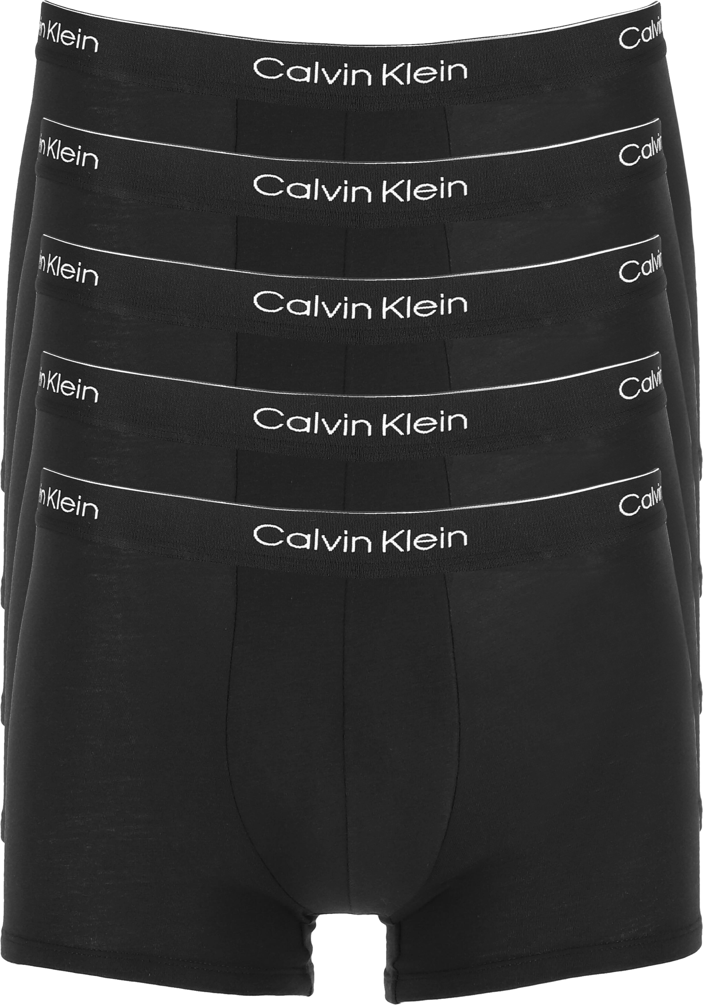 Calvin Klein Trunks (5-pack), heren boxers normale lengte, zwart met zwarte tailleband