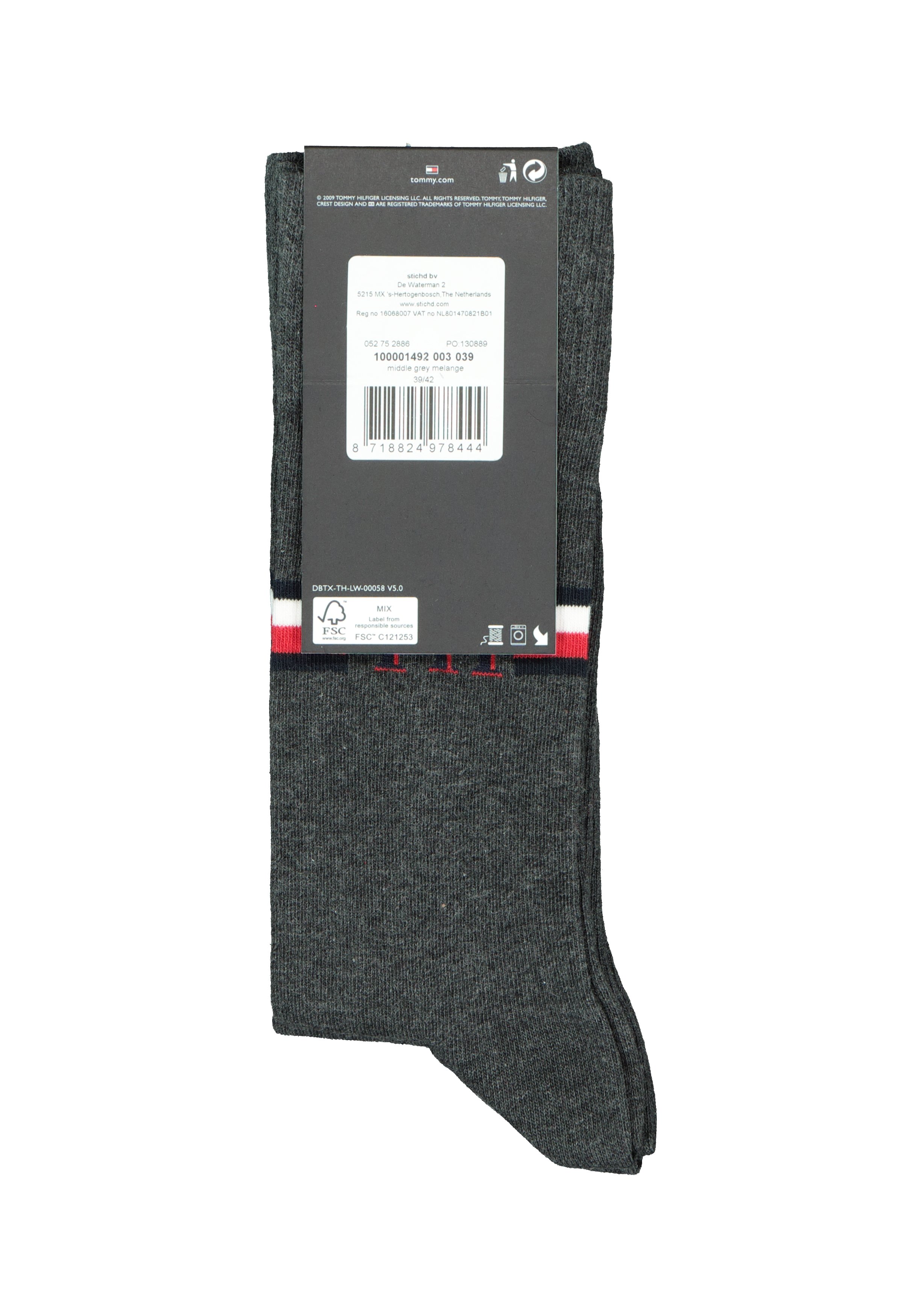 Tommy Hilfiger Iconic Logo Stripe Socks (2-pack), herensokken katoen, grijs