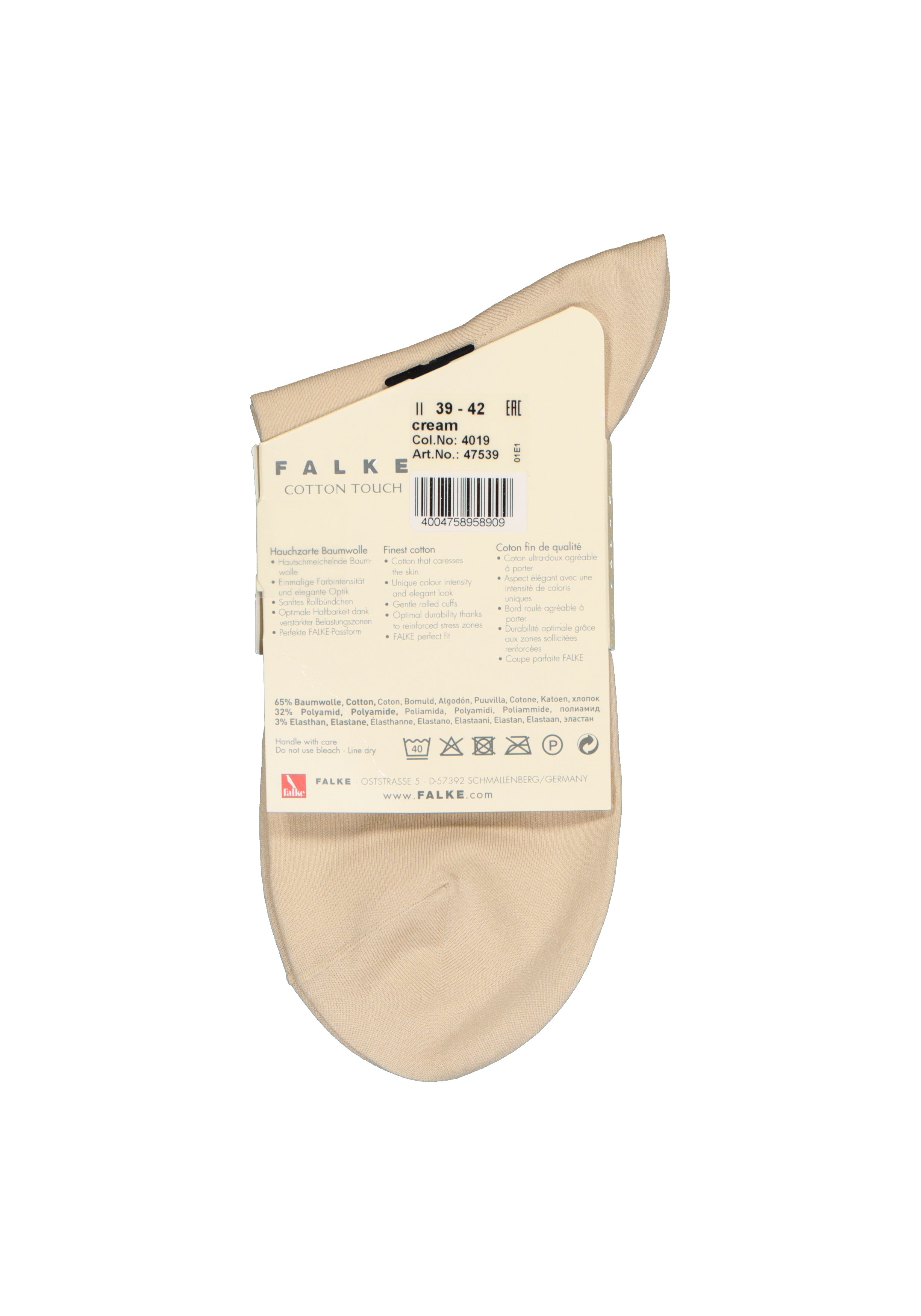 FALKE Cotton Touch korte damessokken, katoen, beige (cream)