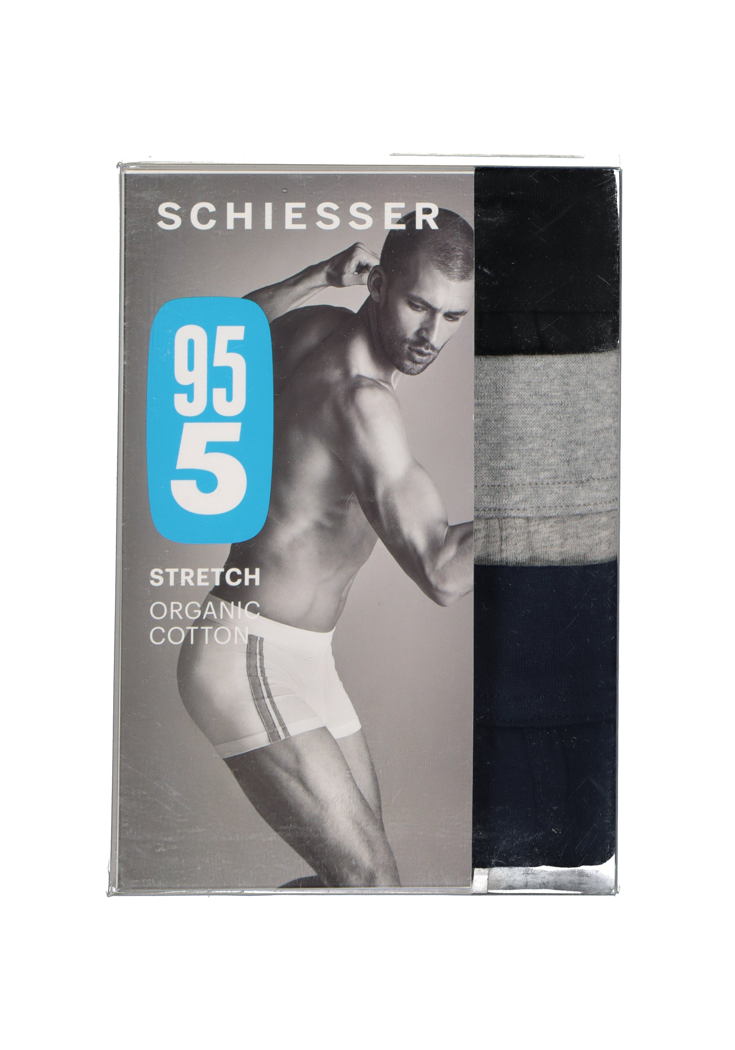 SCHIESSER 95/5 Stretch shorts (3-pack), zwart, blauw en grijs