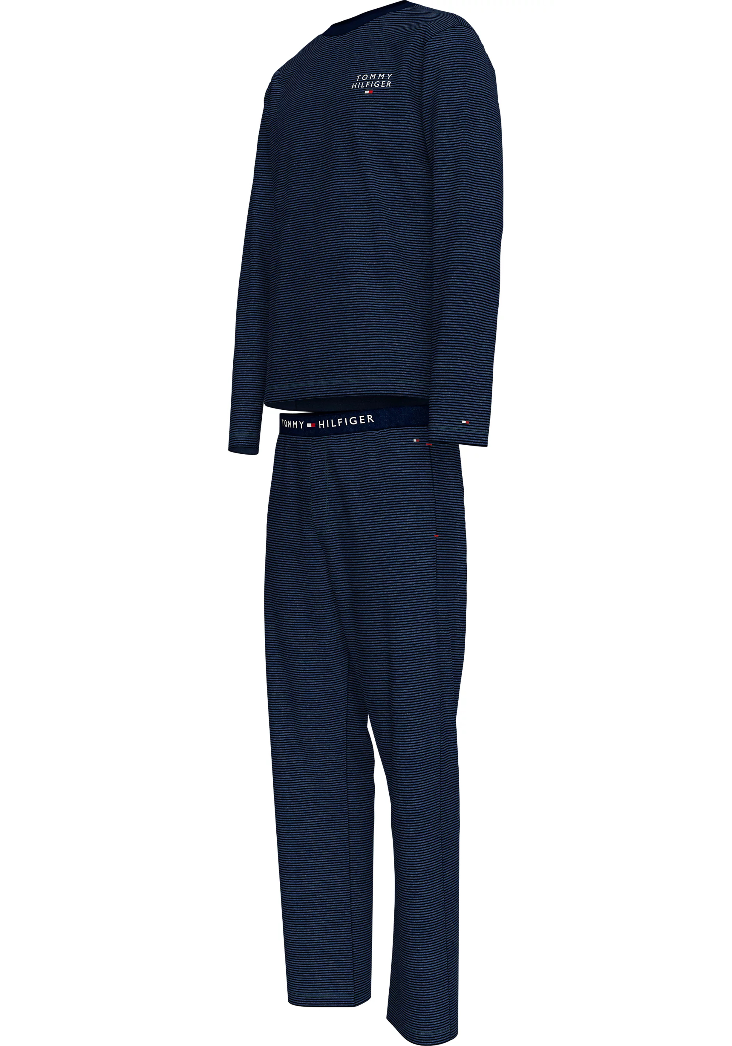 Tommy Hilfiger heren pyjama set, donkerblauw fijn gestreept