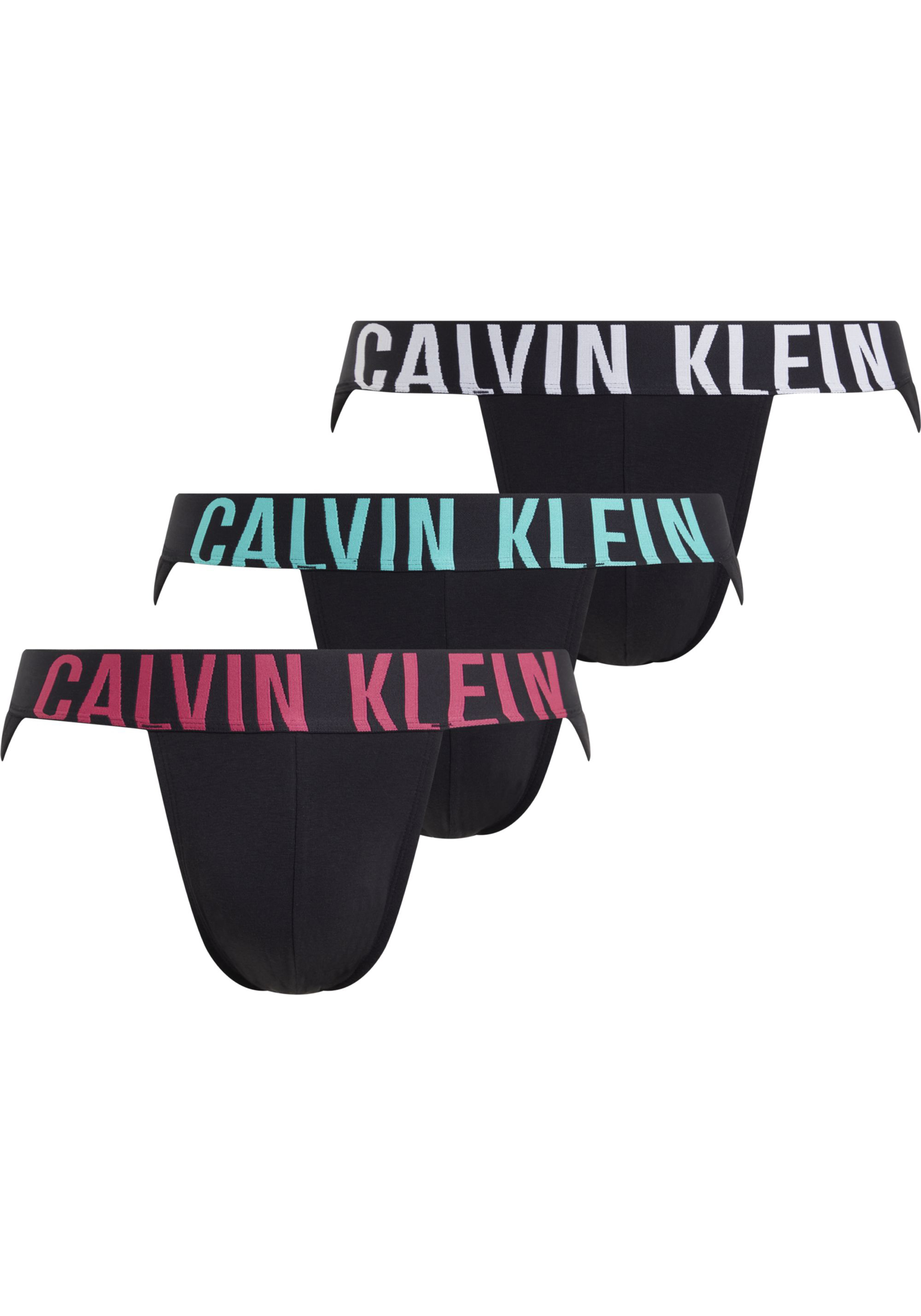 Calvin Klein Jockstrap (3-pack), heren jockstrap, zwart met gekleurde tailleband