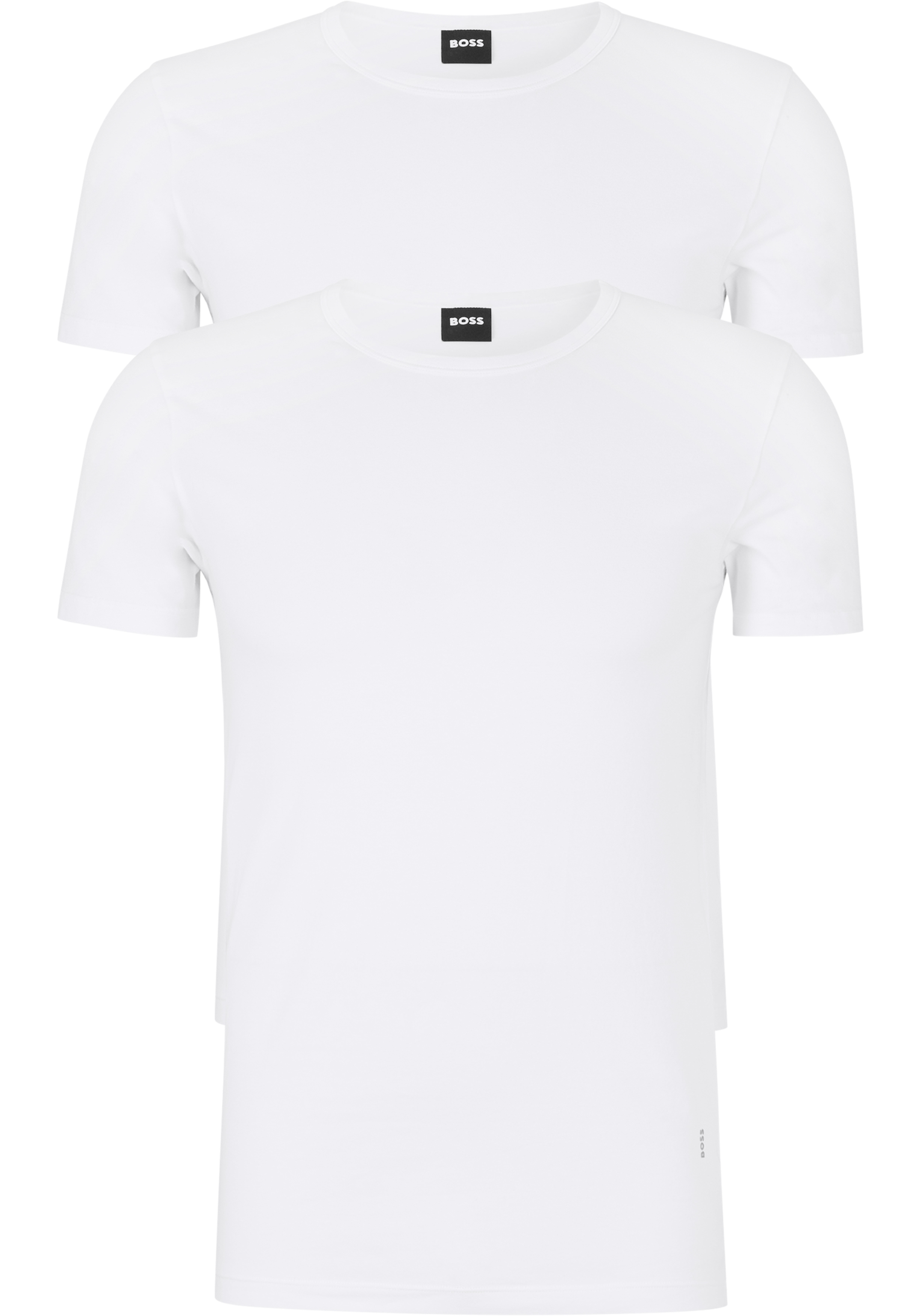 HUGO BOSS Modern stretch T-shirts slim fit (2-pack), heren T-shirts O-hals, wit