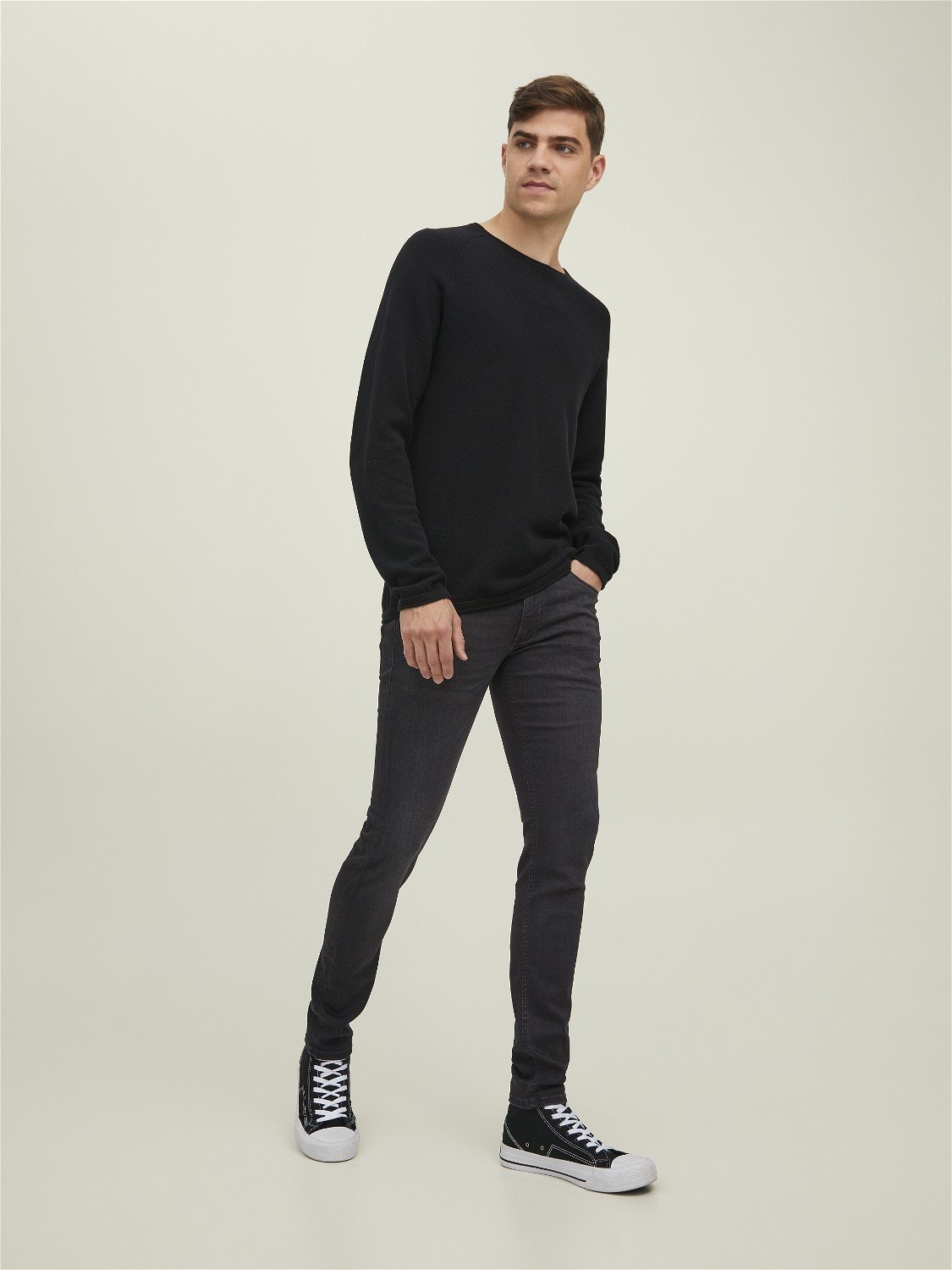 JACK & JONES Liam Evan Jos loose fit, heren jeans, zwart denim