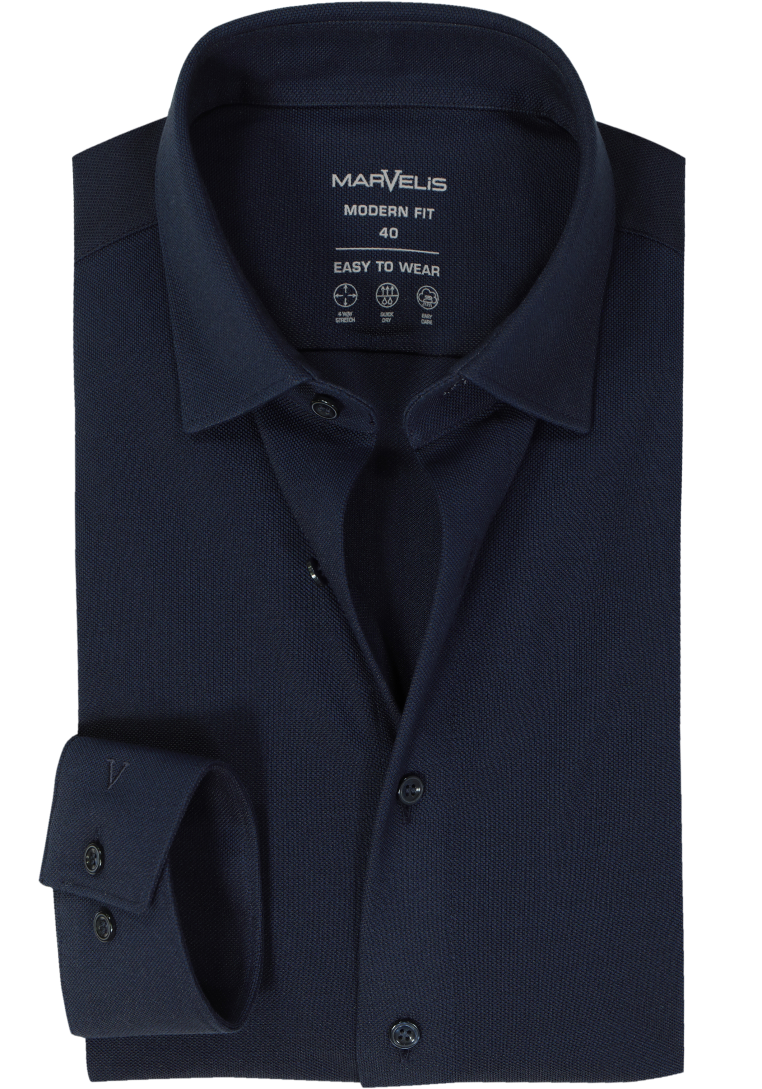 MARVELIS jersey modern fit overhemd, donkerblauw tricot