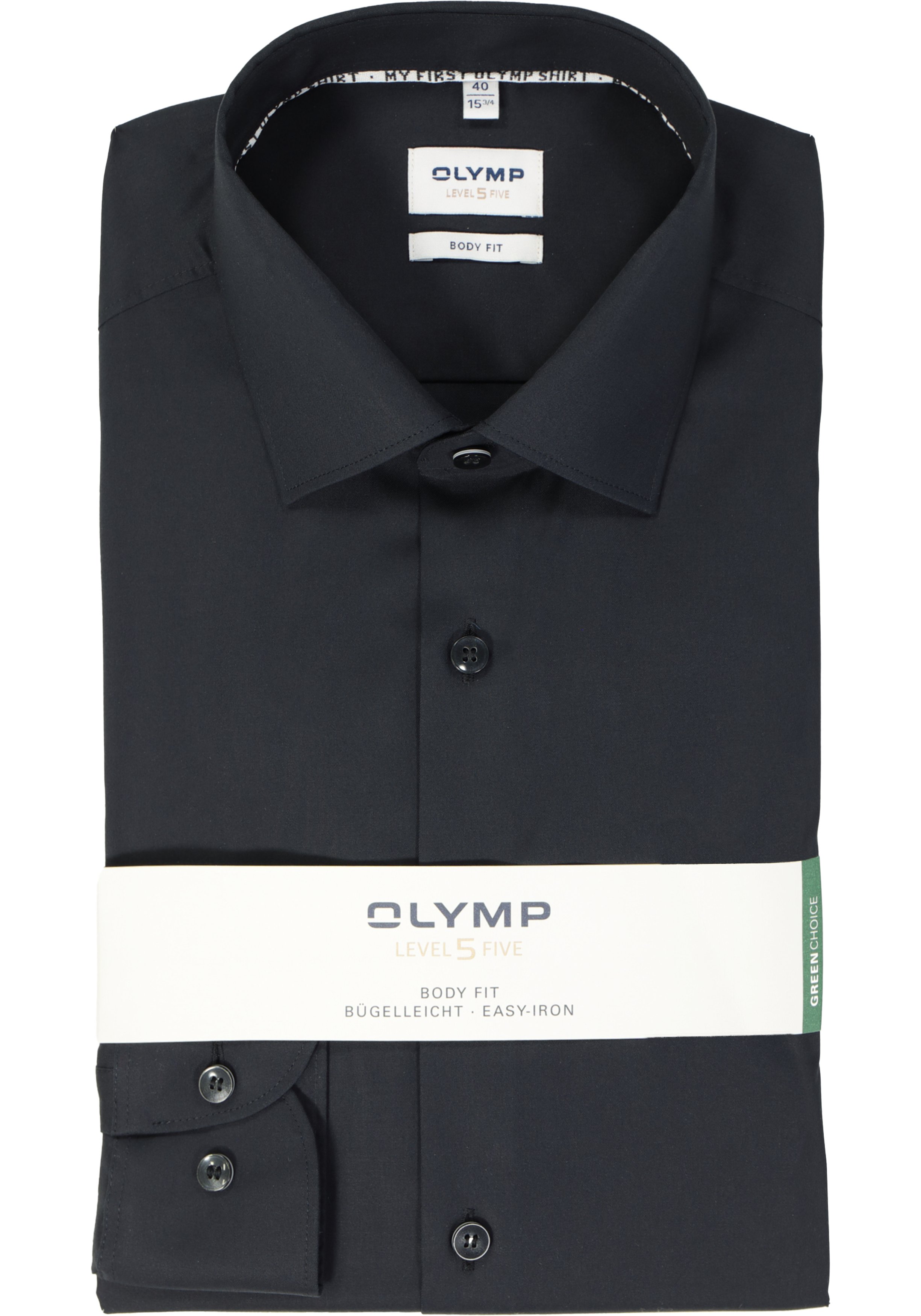 OLYMP Level 5 body fit overhemd, twill, zwart