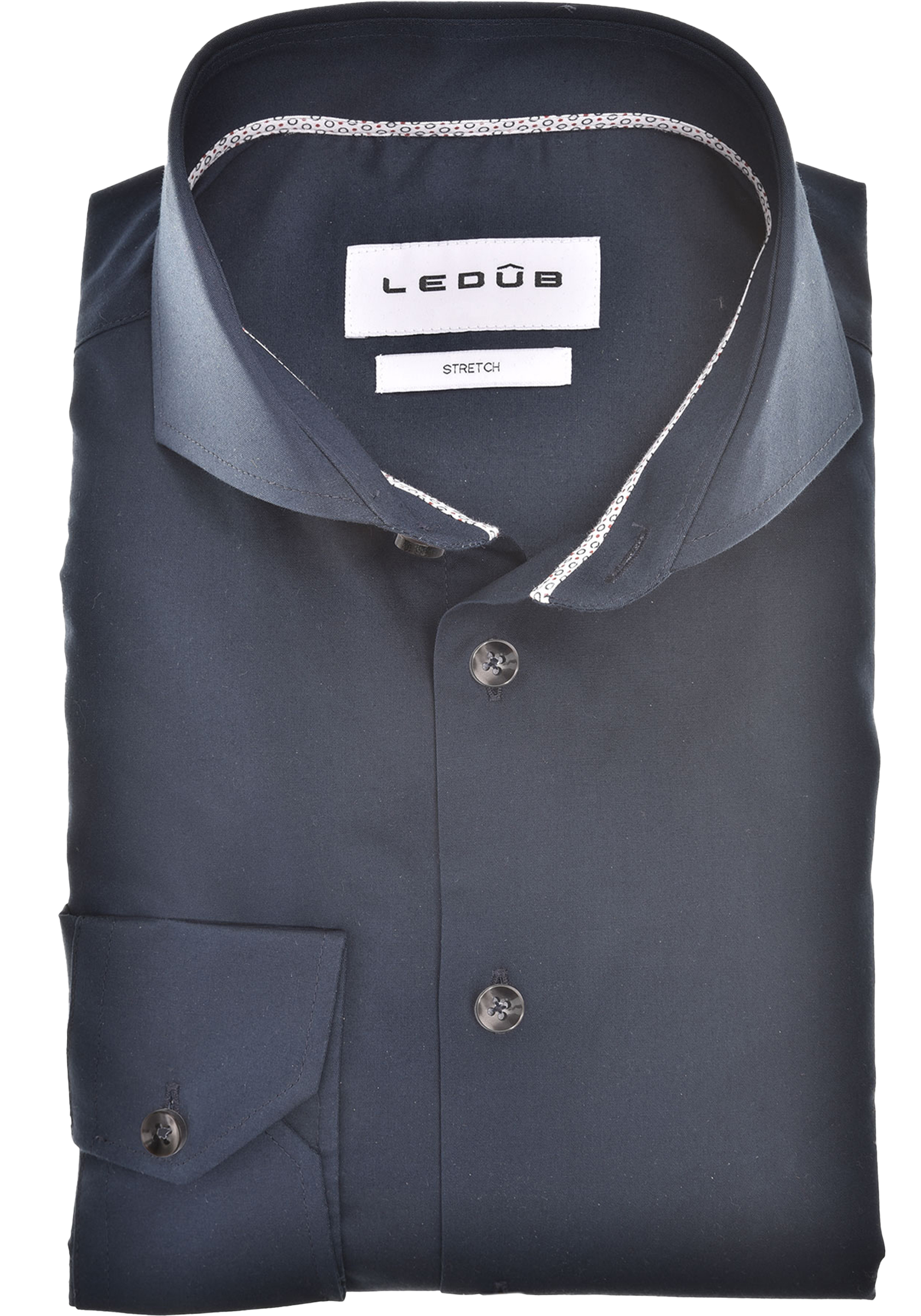 Ledub slim fit overhemd, popeline, donkerblauw