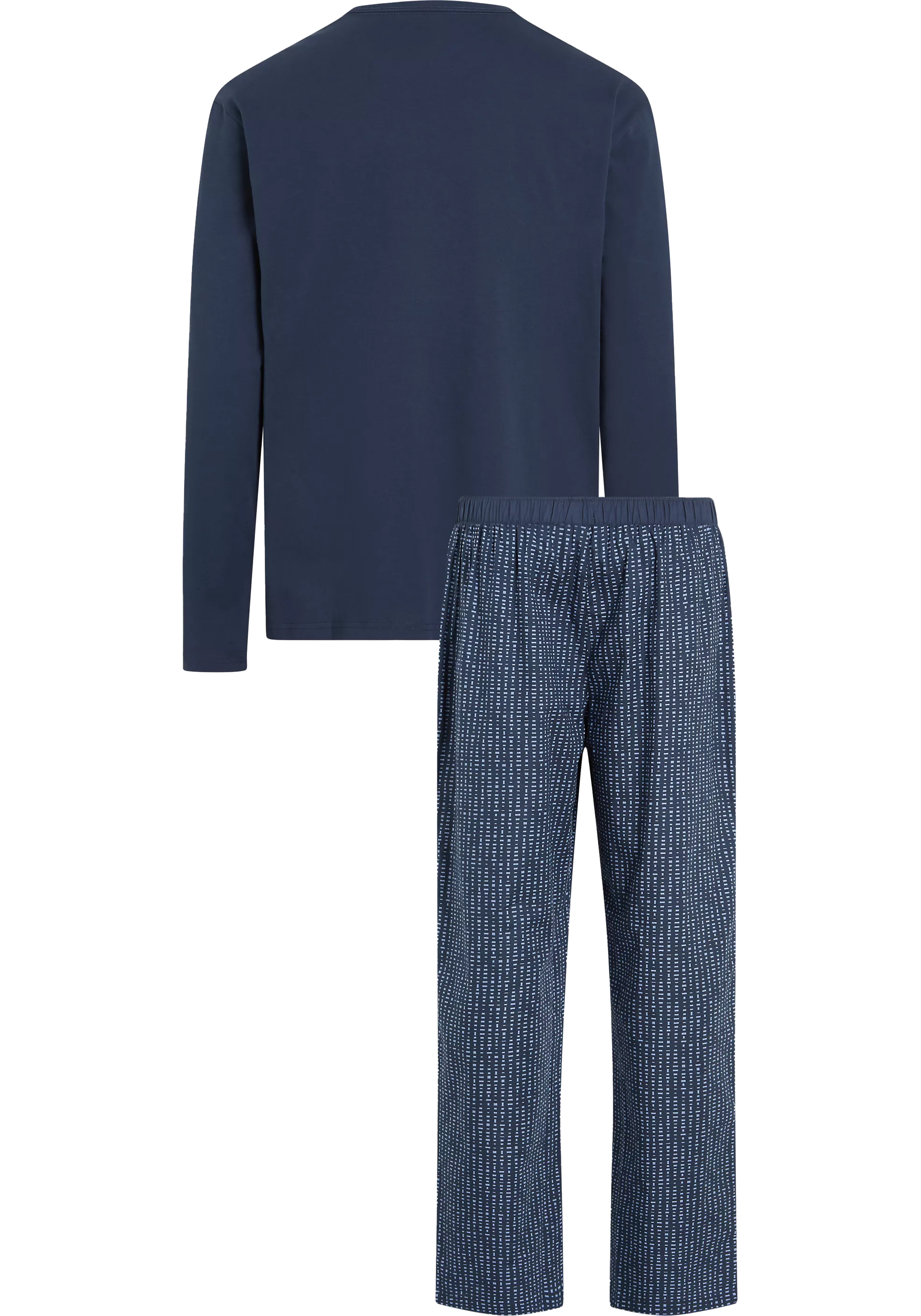 Calvin Klein heren pyjama O-hals, blauw shirt, blauw dessin broek