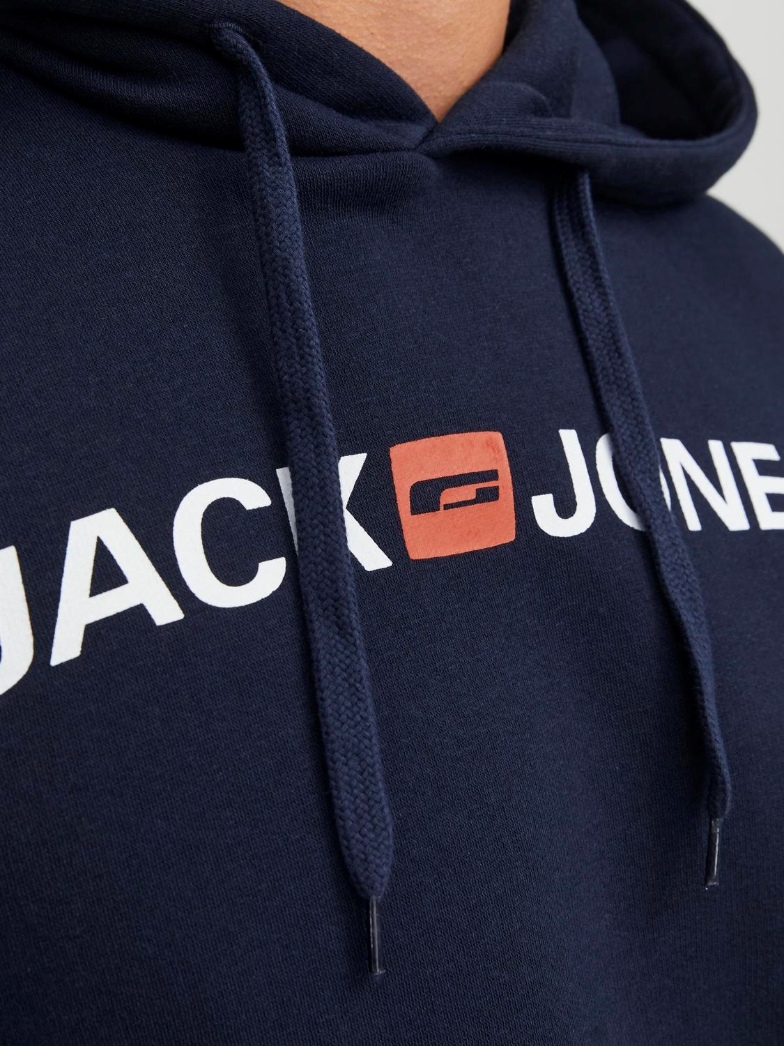 JACK & JONES Corp old logo sweat hood slim fit, heren hoodie katoenmengsel met capuchon, blauw