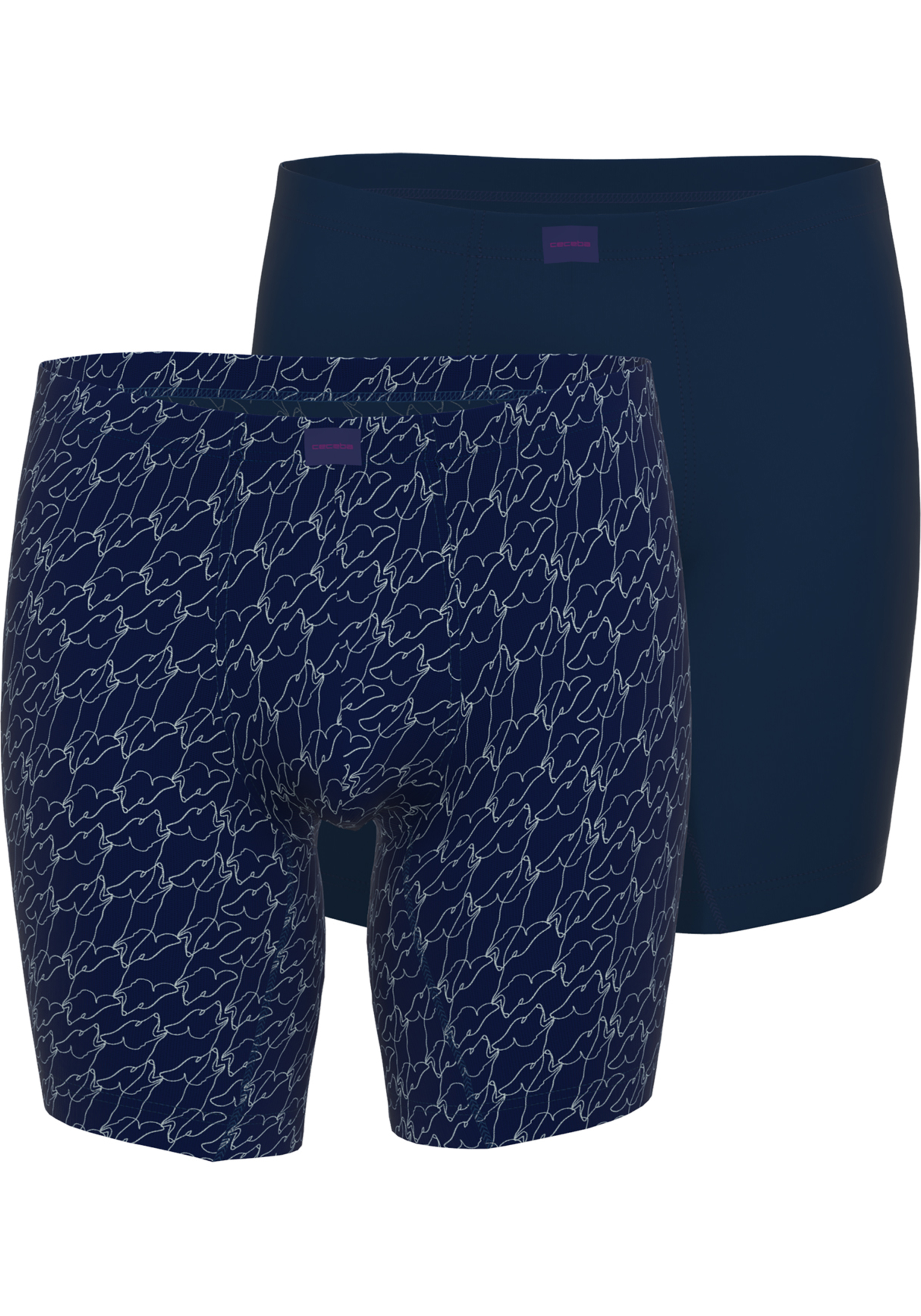 Ceceba heren boxer extra lang (2-pack), donkerblauw dessin