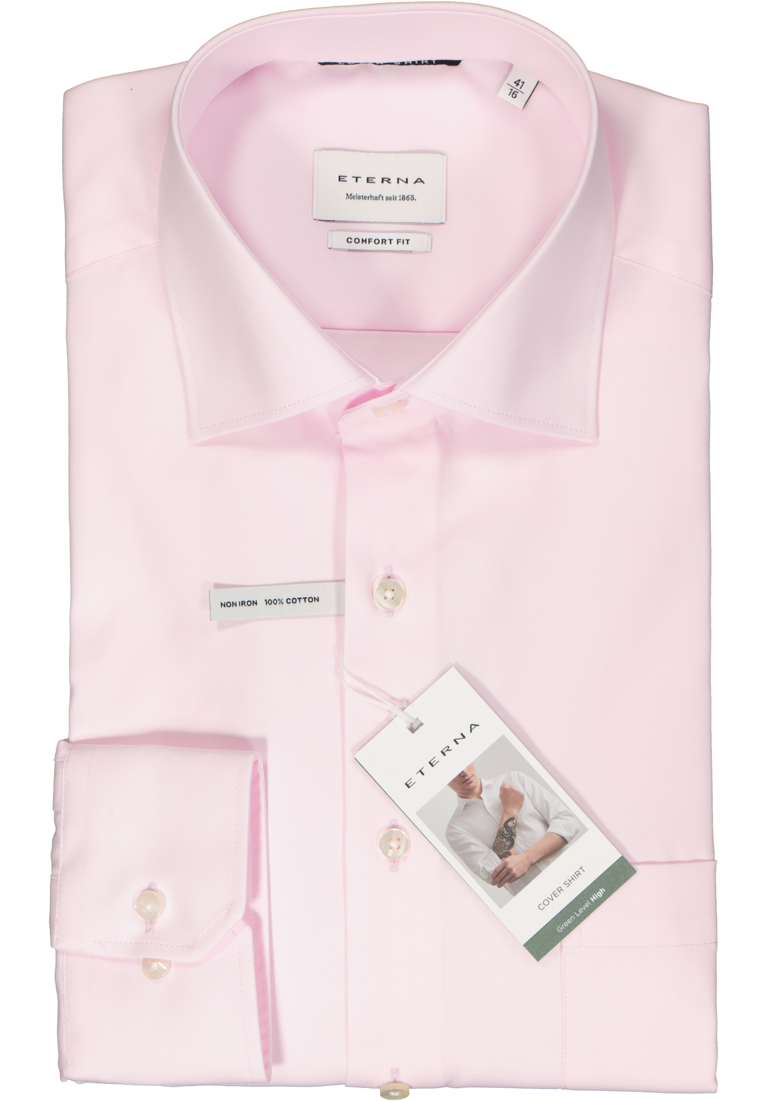 ETERNA comfort fit overhemd, twill, roze