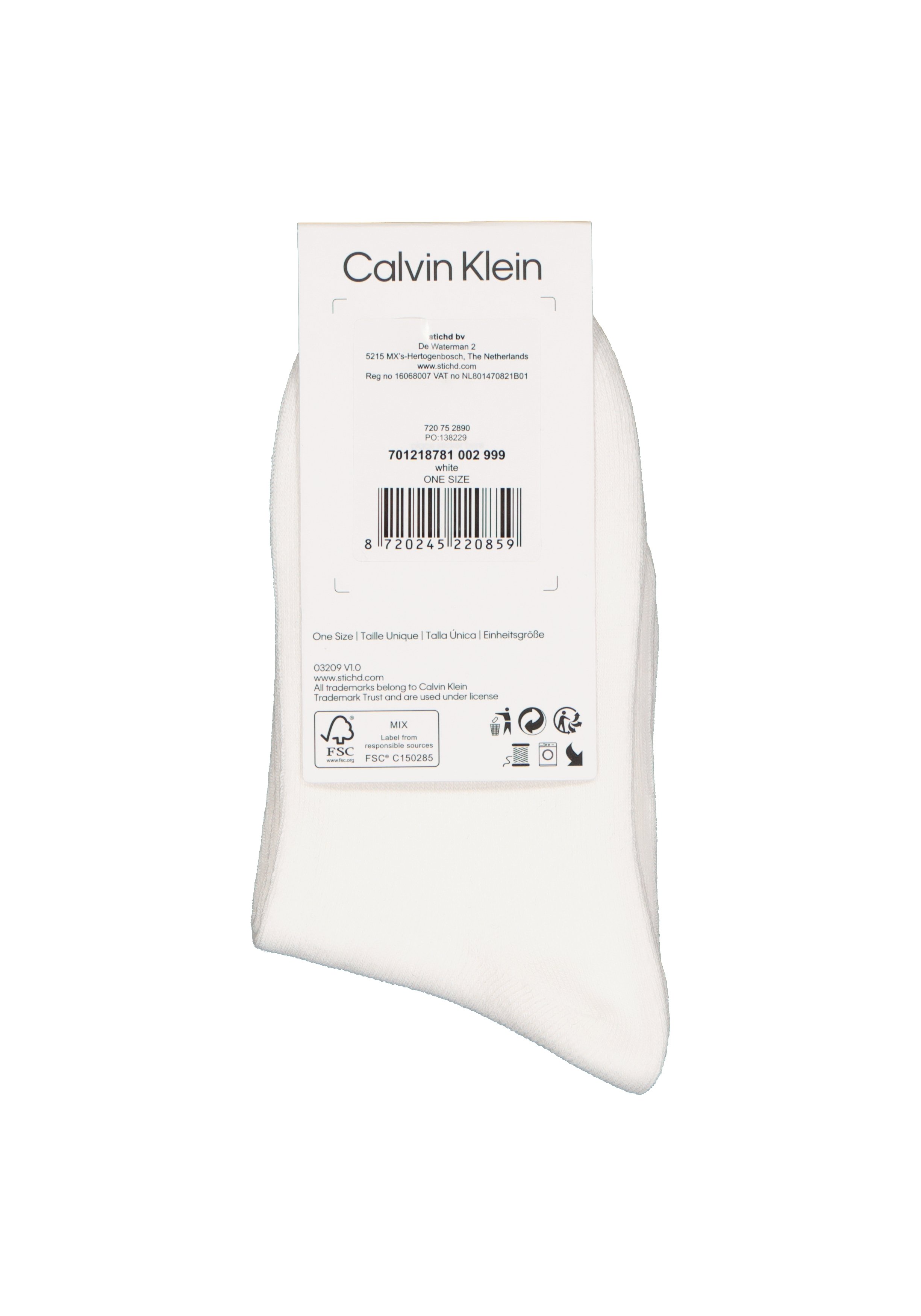 Calvin Klein damessokken Allison (1-pack), enkelsokken met kristal logo, wit