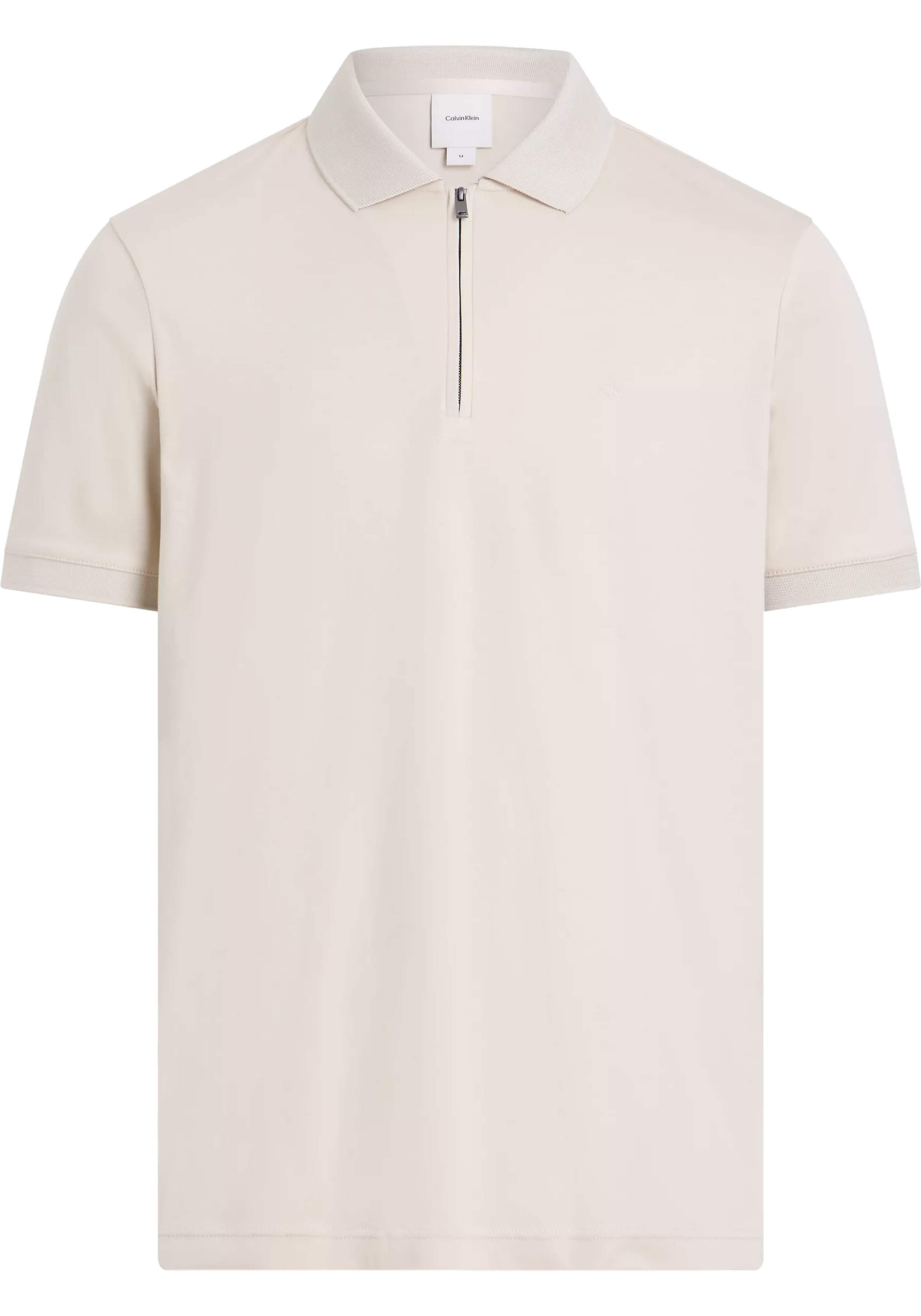 Calvin Klein Liquid Touch Zip Regular Polo, heren poloshirt, offwhite