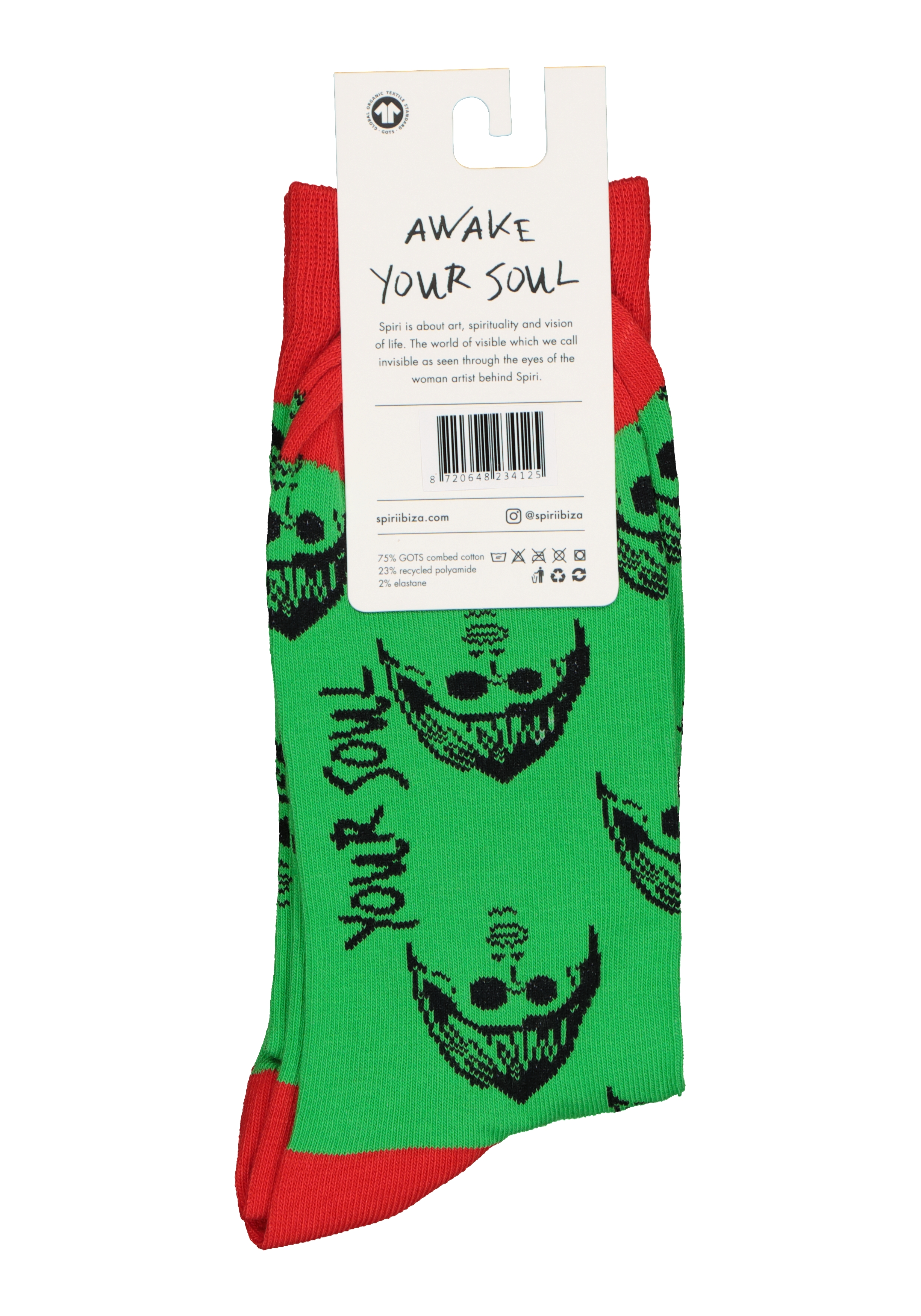 Spiri Socks The Stranger, unisex sokken, groen met rood