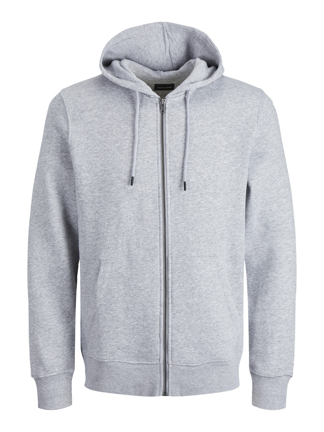 JACK & JONES Star basic sweat zip hood regular fit, heren sweatvest katoenmengsel met capuchon, lichtgrijs melange