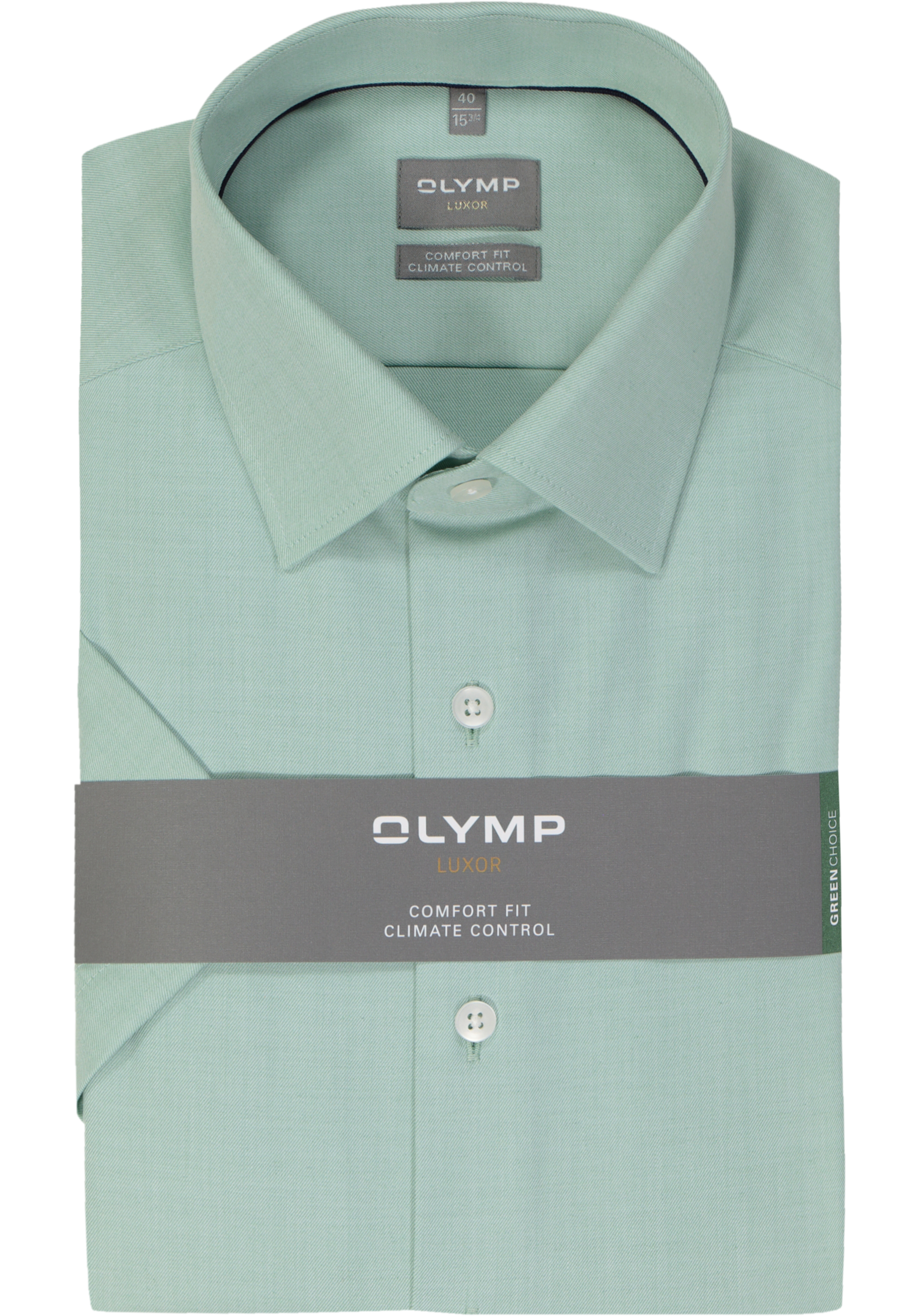 OLYMP comfort fit overhemd, korte mouw, twill, lichtgroen