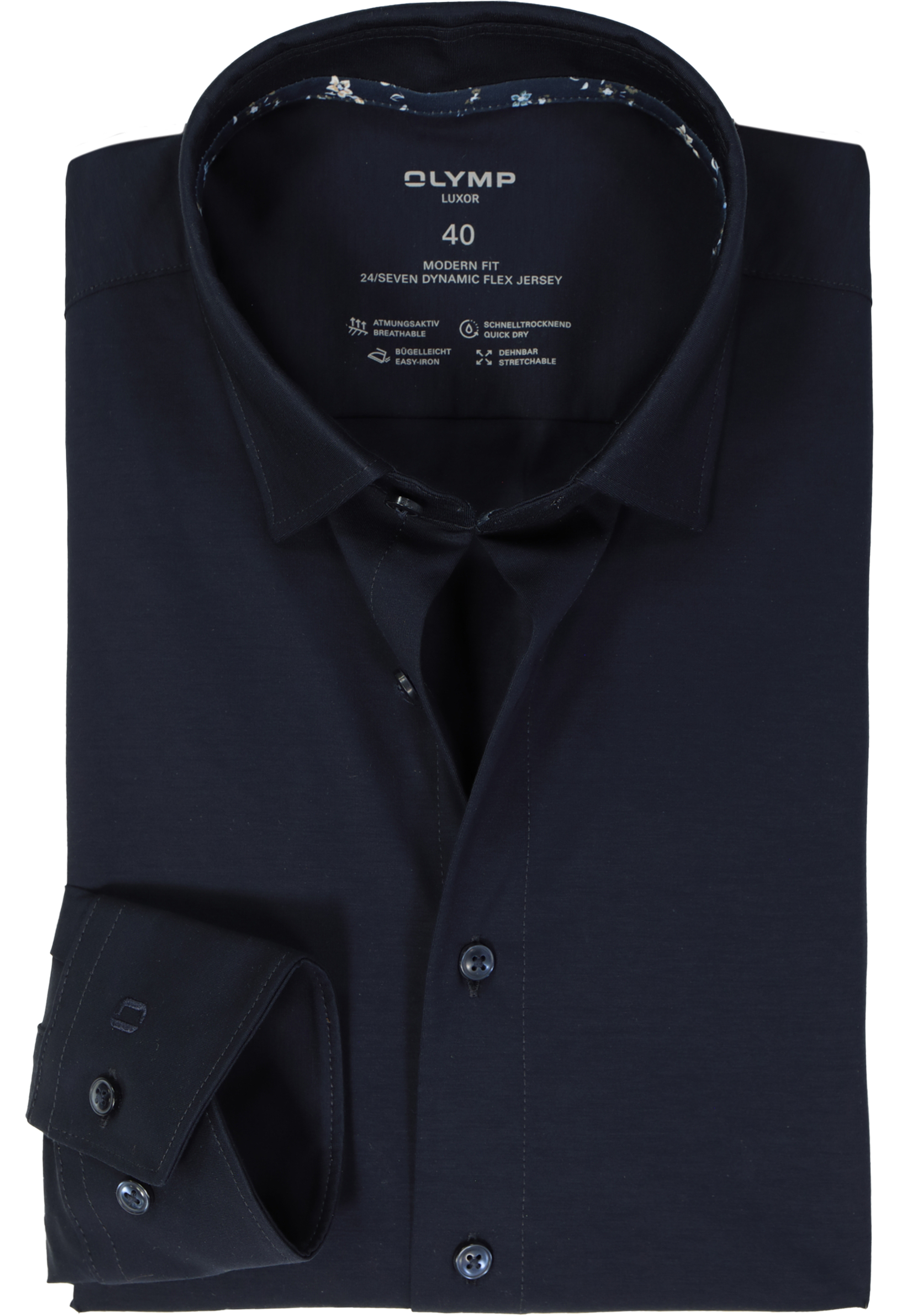 OLYMP 24/7 modern fit overhemd, tricot, marine blauw