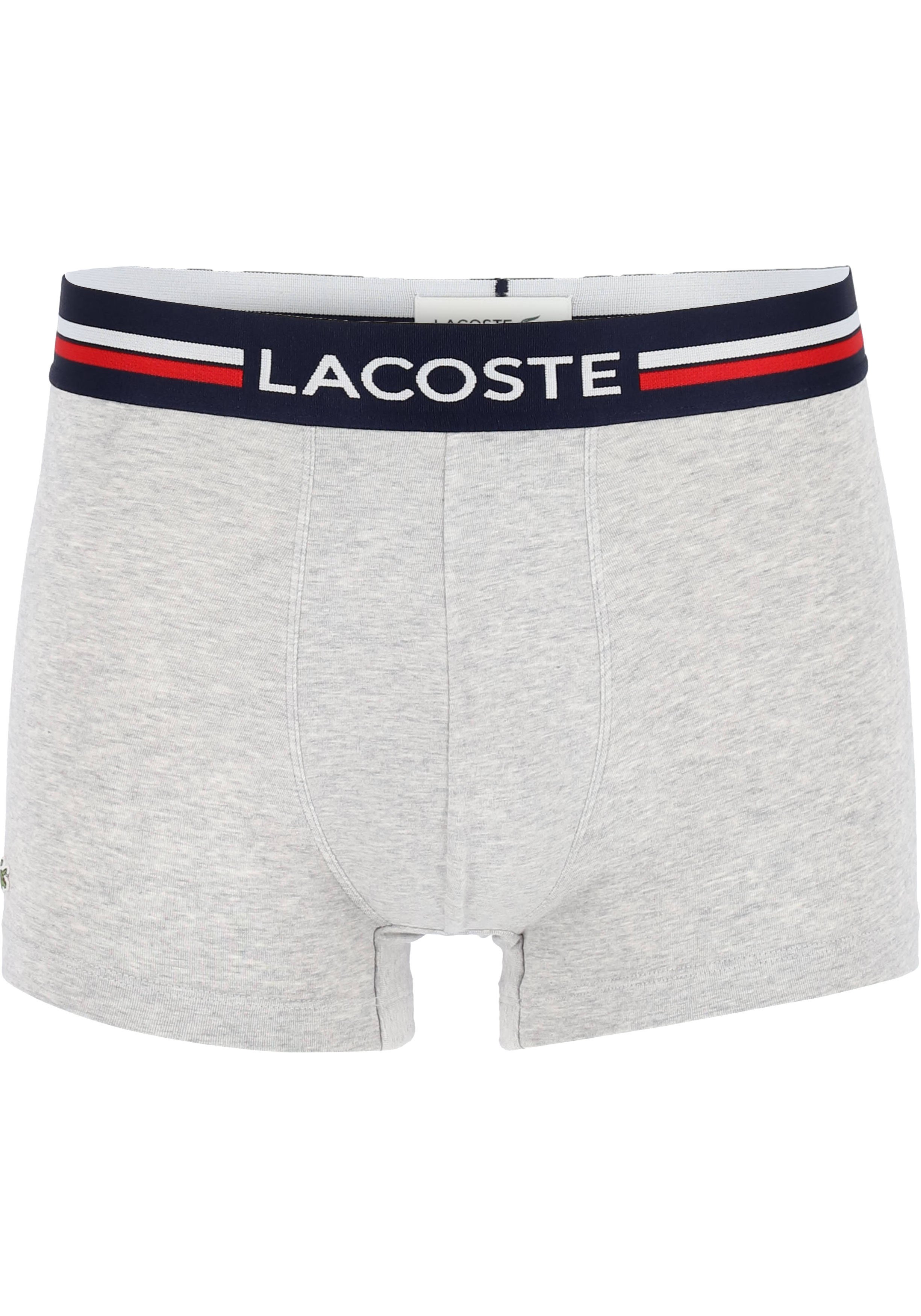 Lacoste Boxer Trunks (3-pack), heren boxers kort, rood, grijs en blauw