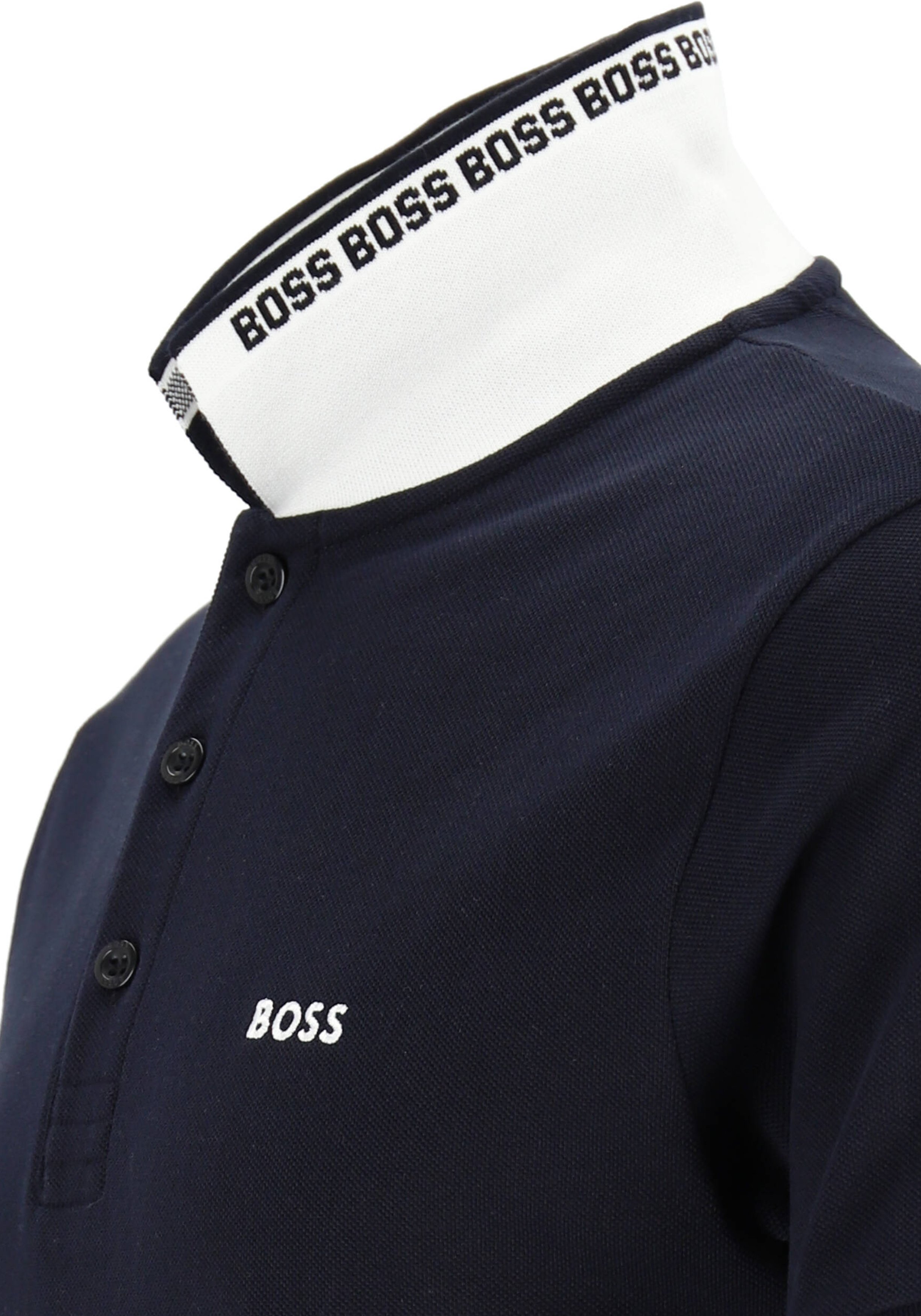 HUGO BOSS Paddy regular fit polo, heren polo korte mouw, donkerblauw (contrast)