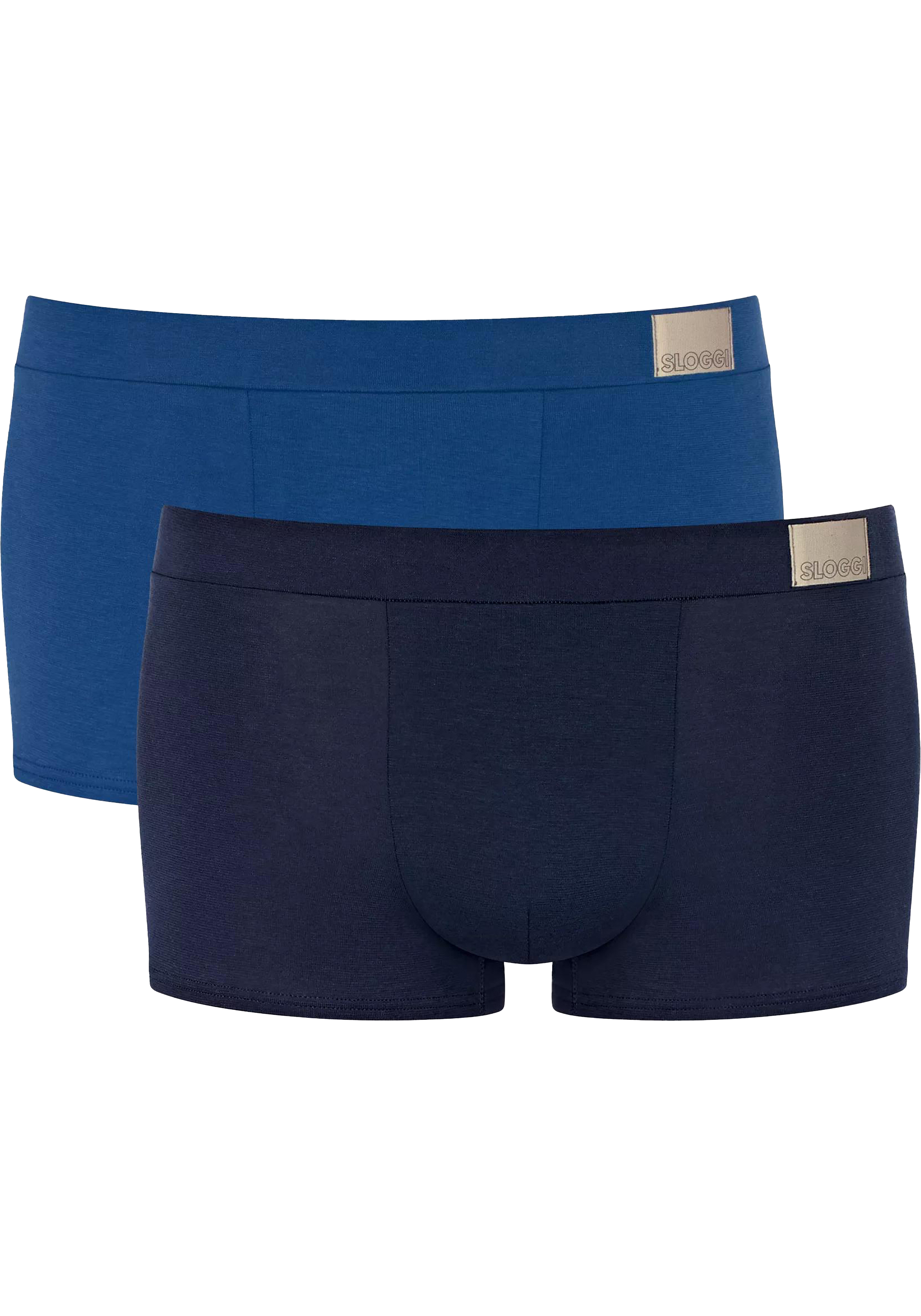 Sloggi Men GO Natural Hipster, heren boxershort korte pijp (2-pack), kobalt- en donkerblauw