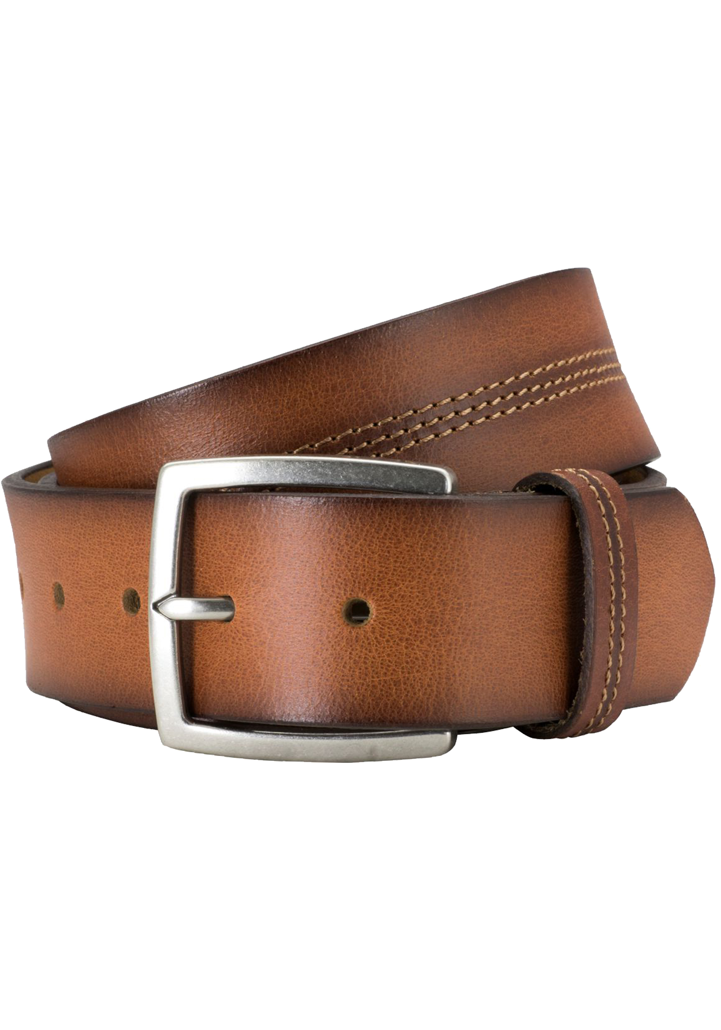 LINDENMANN leren heren riem, cognac