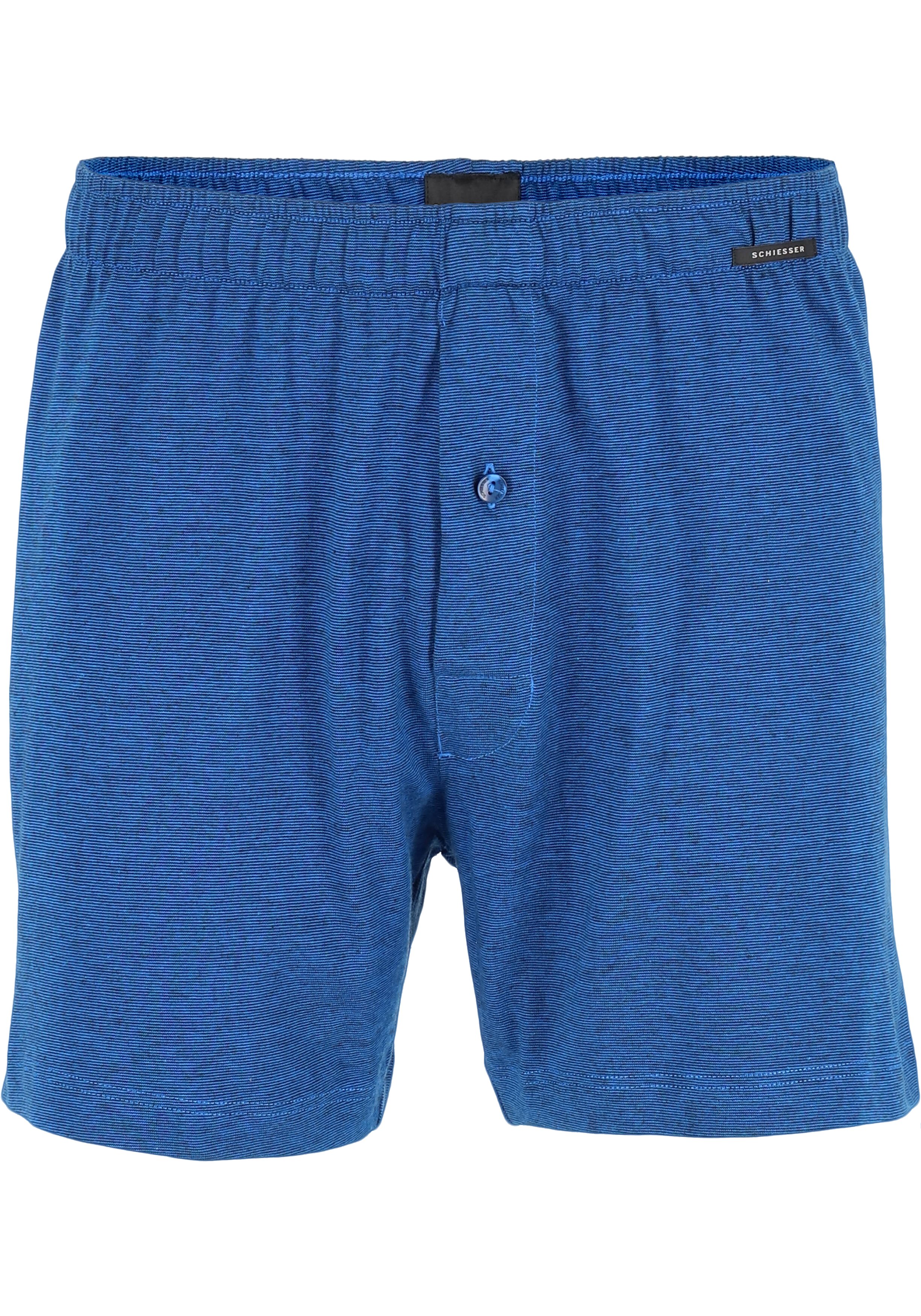 SCHIESSER Cotton Essentials boxershorts wijd (2-pack), tricot, zwart en blauw fijn gestreept