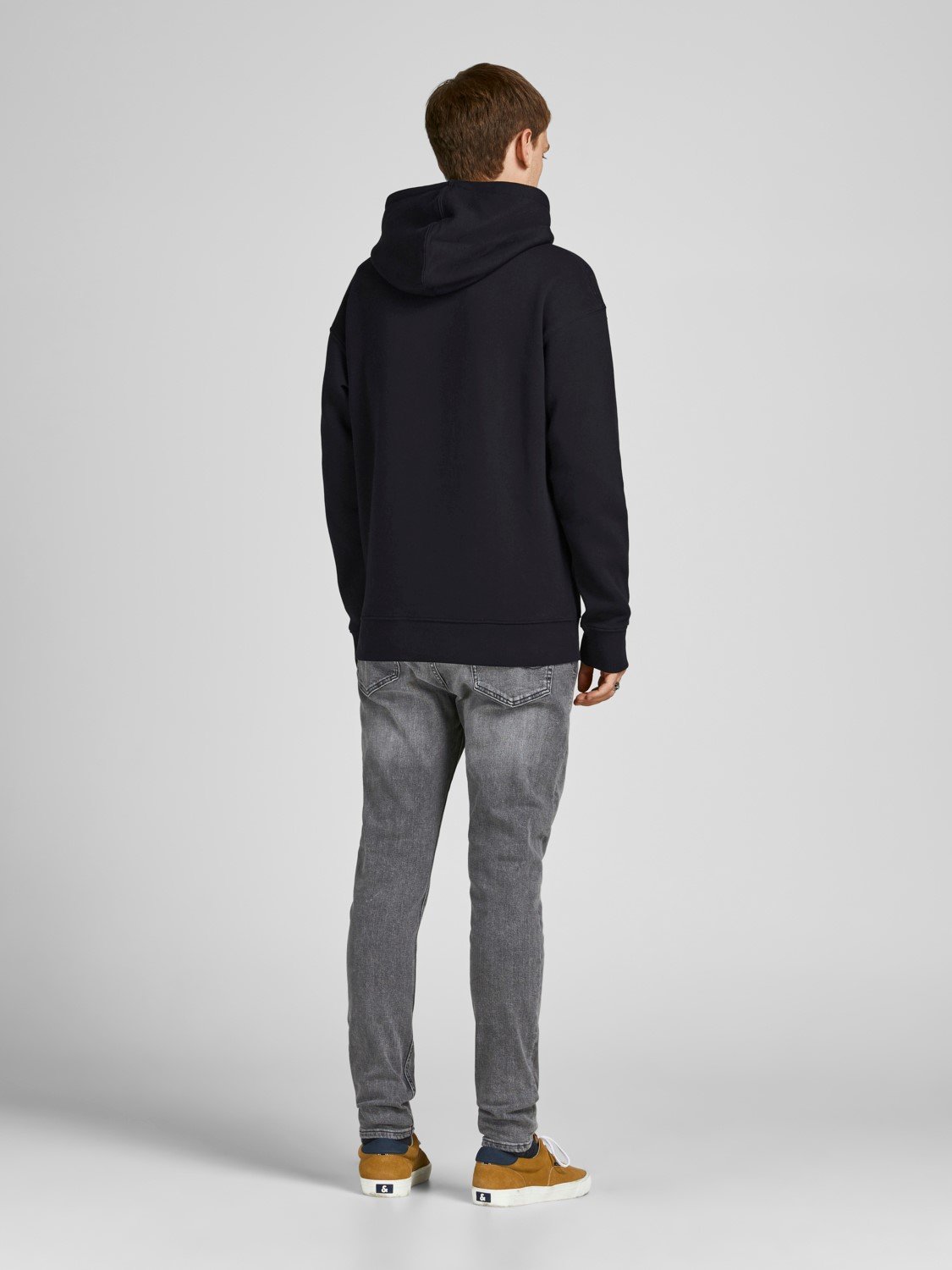 JACK & JONES Bradley sweat hood regular fit, heren hoodie katoenmengsel met capuchon, zwart