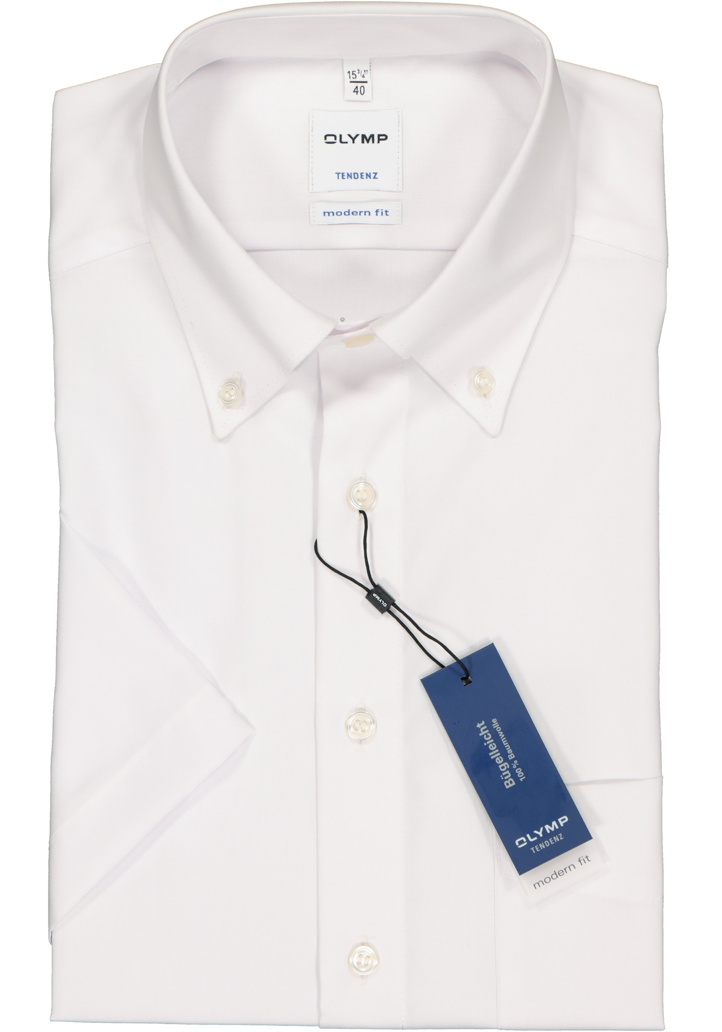 OLYMP Tendenz modern fit overhemd, korte mouw, wit (button-down) 