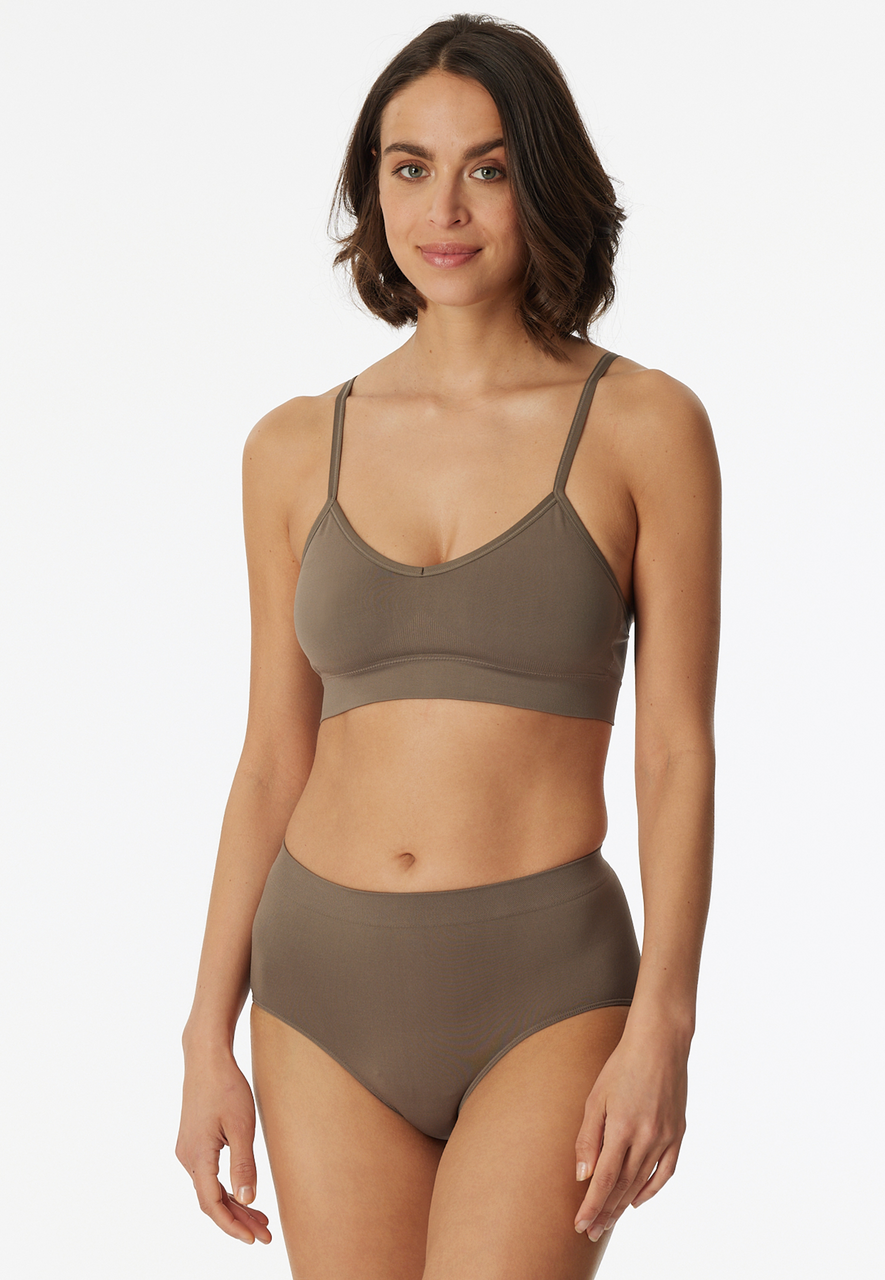 SCHIESSER Seamless Matt bralette (1-pack), dames bustier v-hals verstelbare bandjes taupe