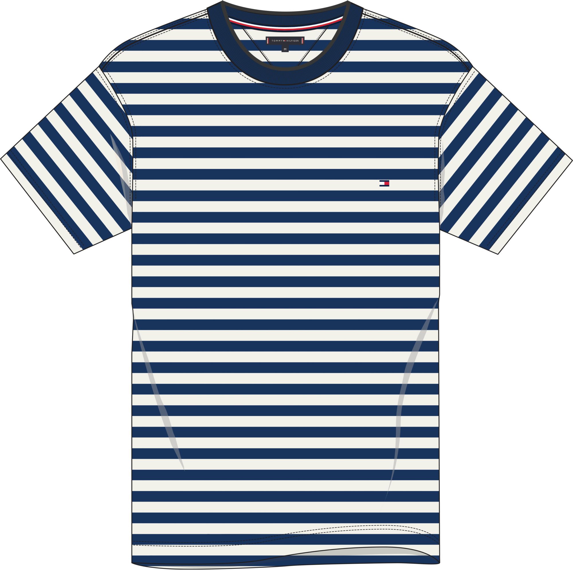 Tommy Hilfiger Slub Cotton Stripe Tee, heren T-shirt korte mouw O-hals, blauw-wit gestreept