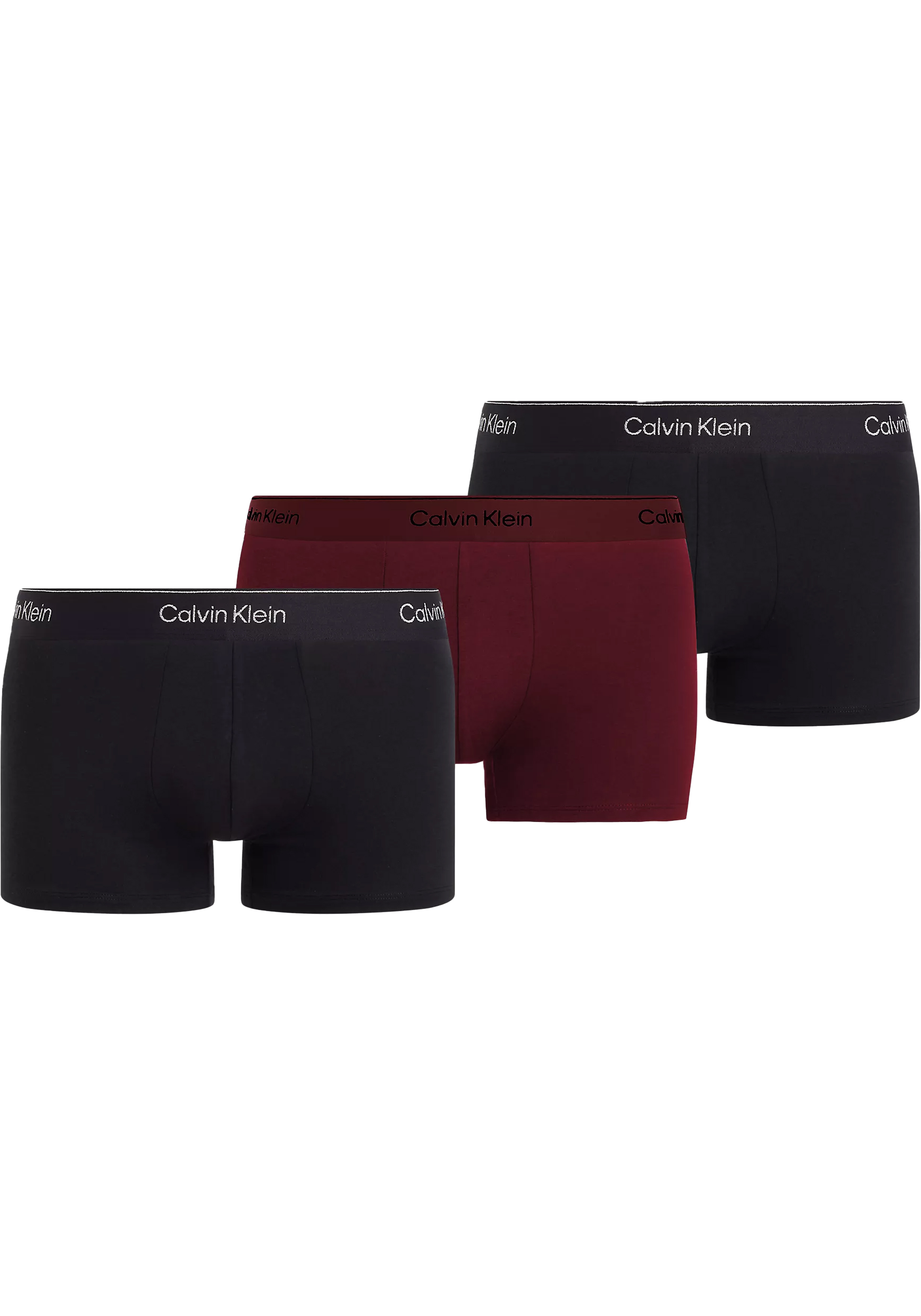 Calvin Klein Trunk (3-pack), heren boxers normale lengte, zwart met gekleurde tailleband