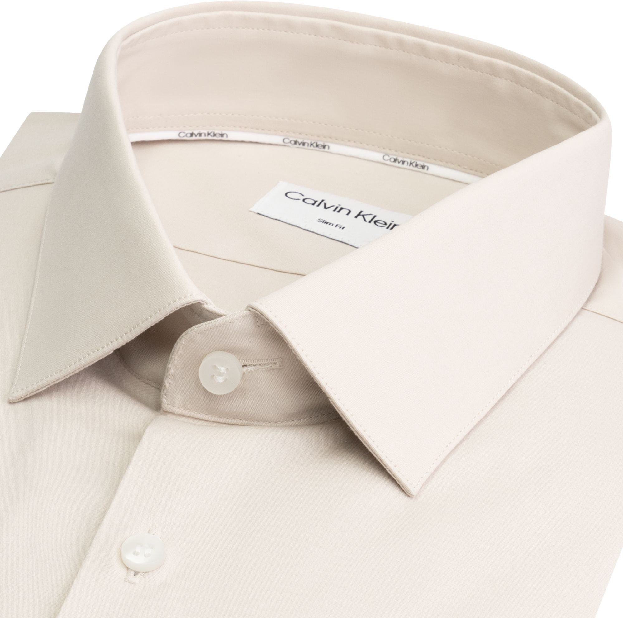 Calvin Klein slim fit overhemd, Poplin Stretch Slim Shirt, beige