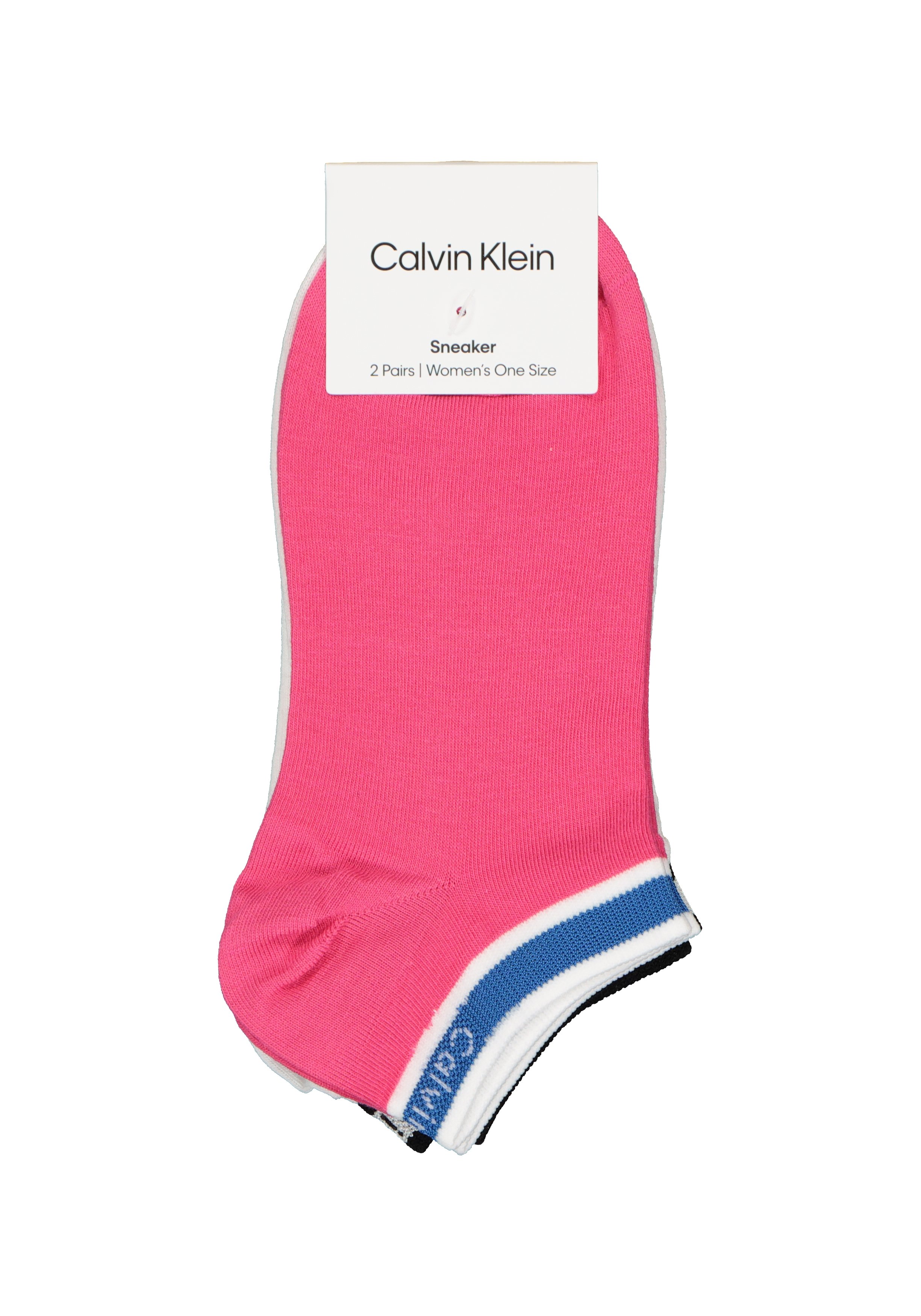 Calvin Klein damessokken Spencer (2-pack), enkelsokken logo boord, wit en roze