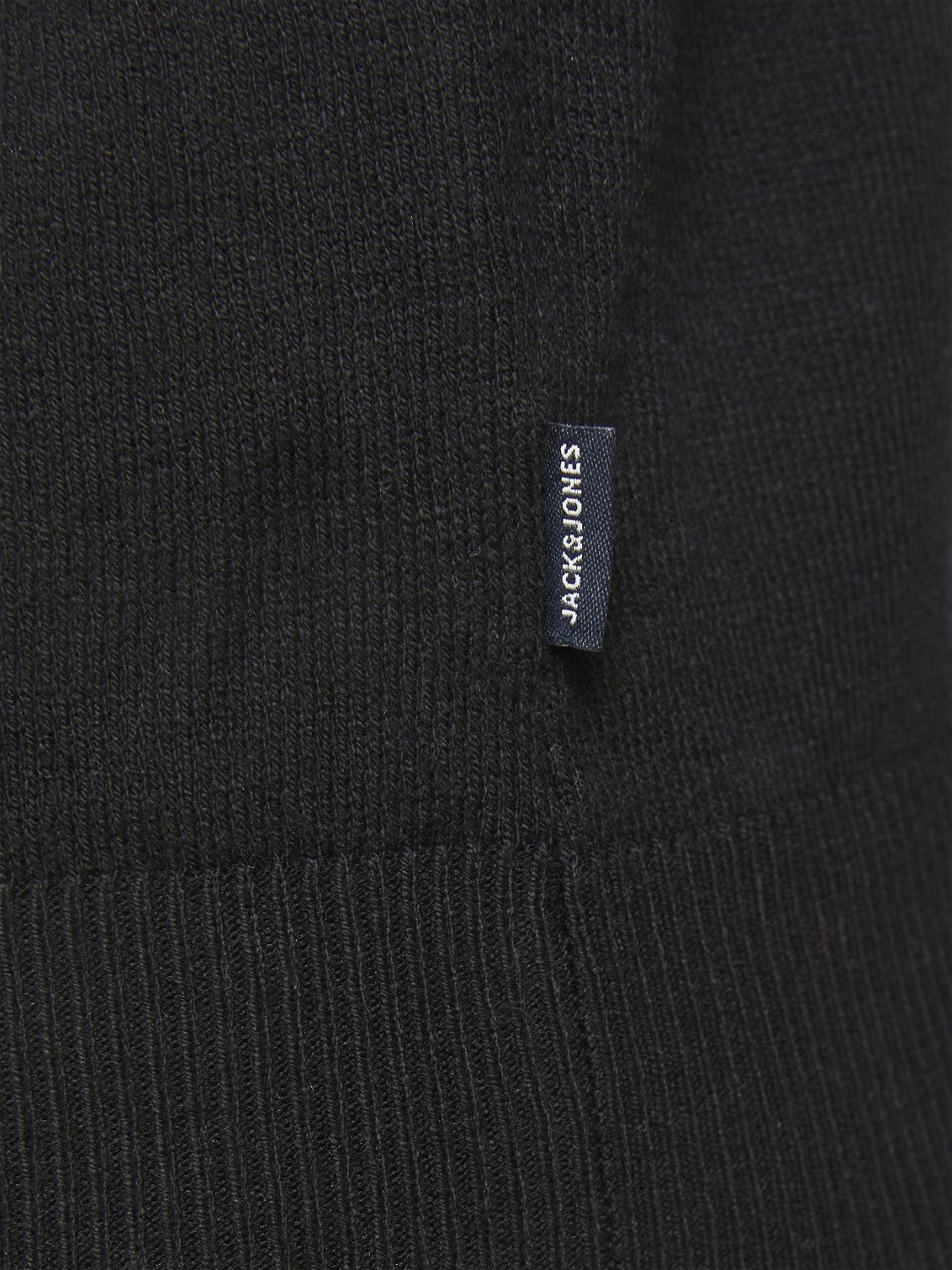 JACK & JONES Emil knit half zip slim fit, heren schipperstrui viscosemengsel met opstaande boord, zwart