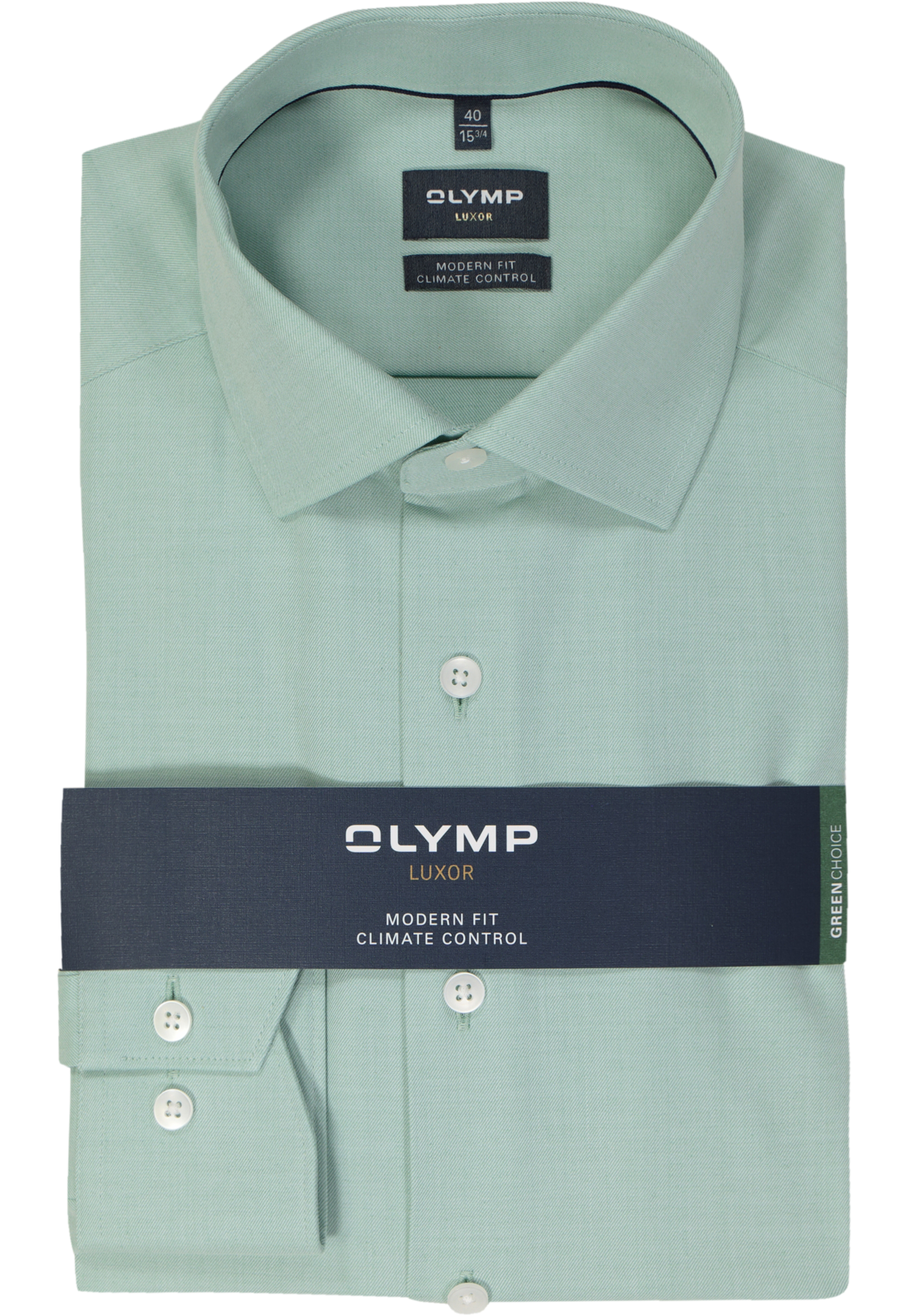 OLYMP 24/7 modern fit overhemd, twill, lichtgroen