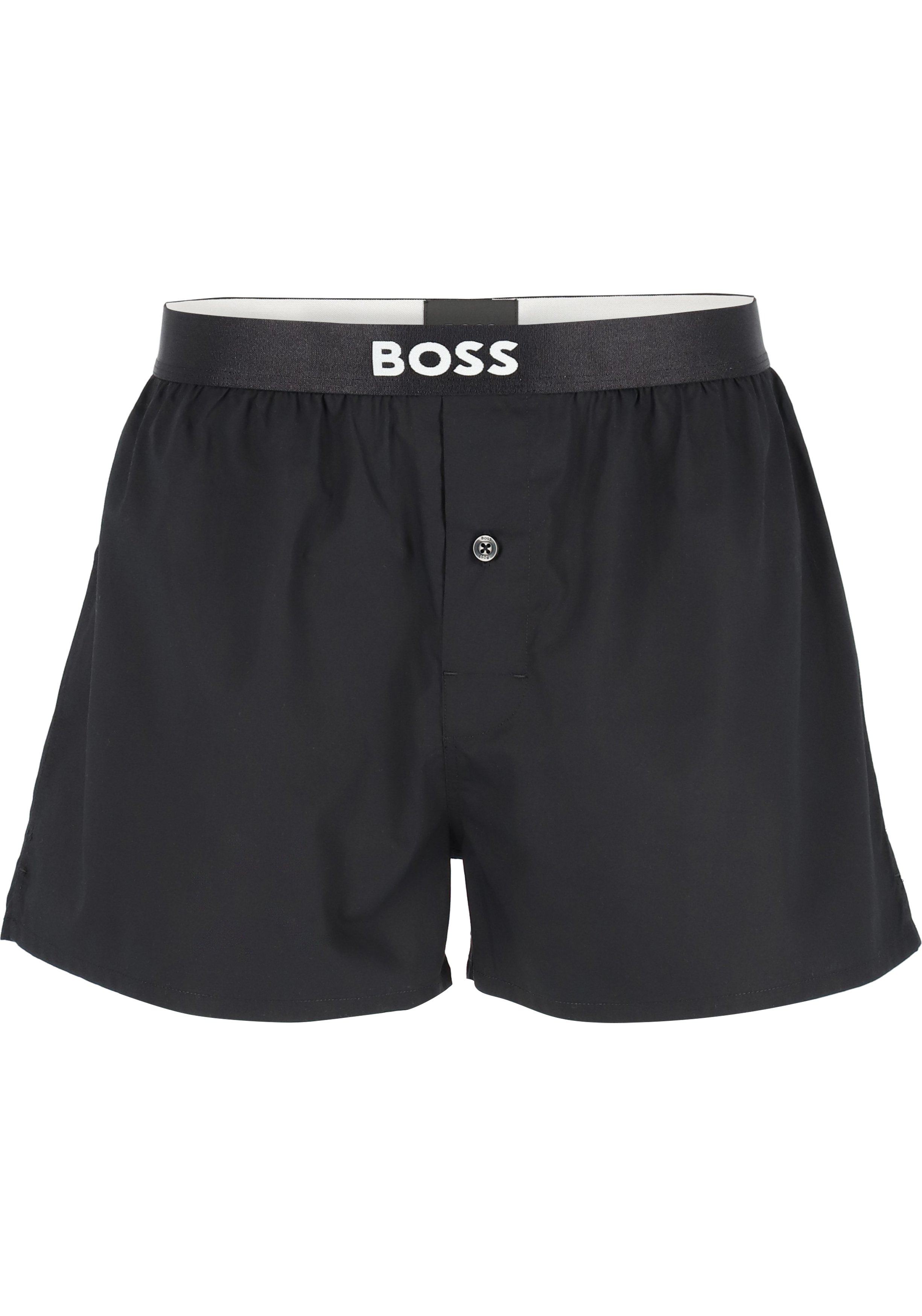 HUGO BOSS boxershorts woven (2-pack), heren boxers wijd model, zwart en zwart met wit geruit