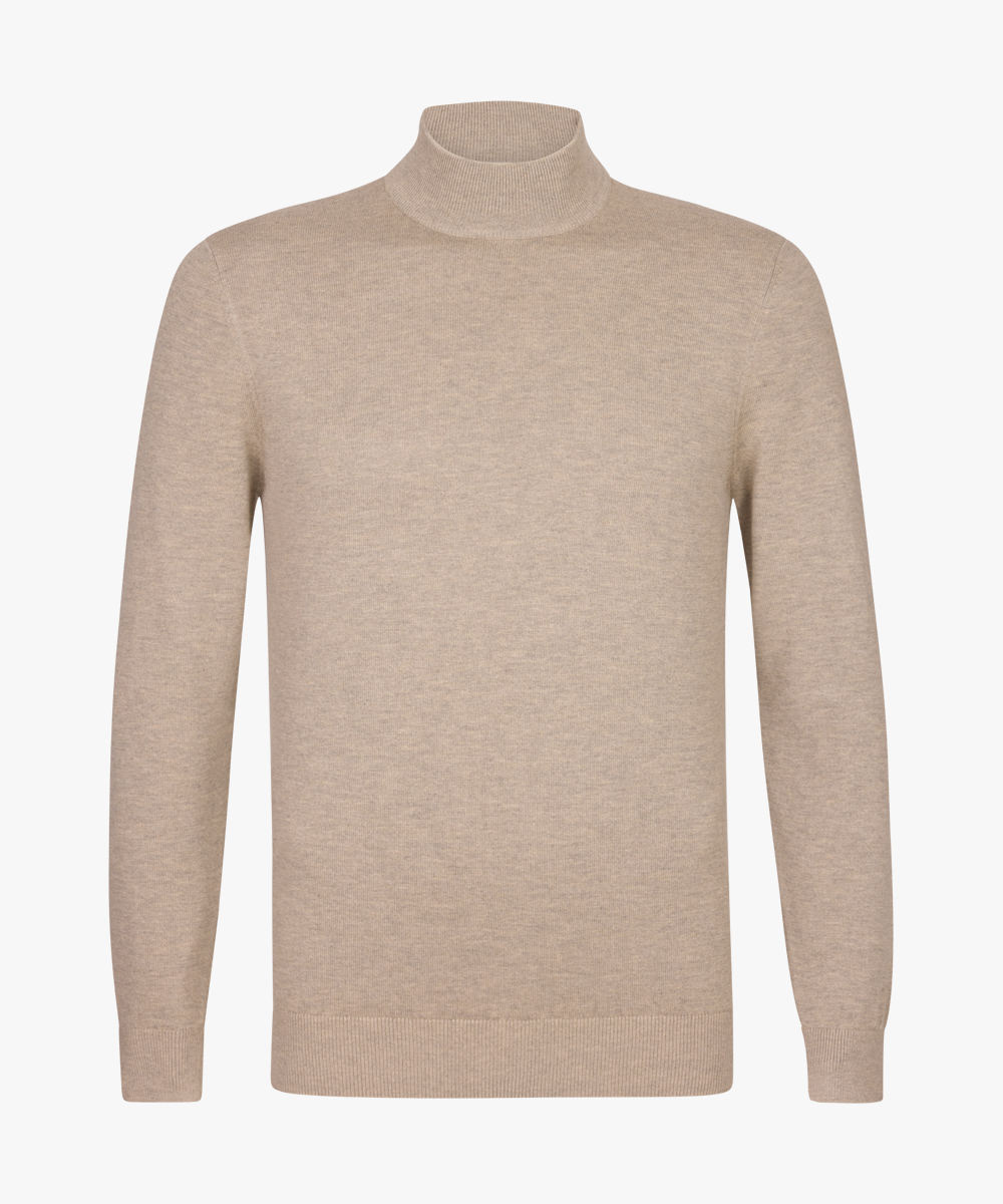 Michaelis heren trui katoenmengsel slim fit trui met turtleneck beige