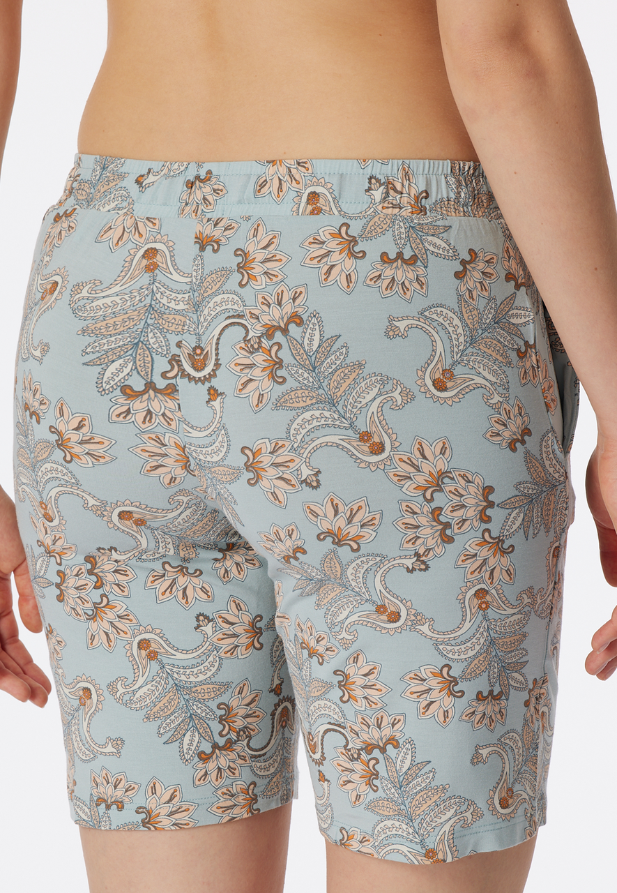 SCHIESSER Mix+Relax loungebroek kort, dames bermuda modal bluebird gedessineerd