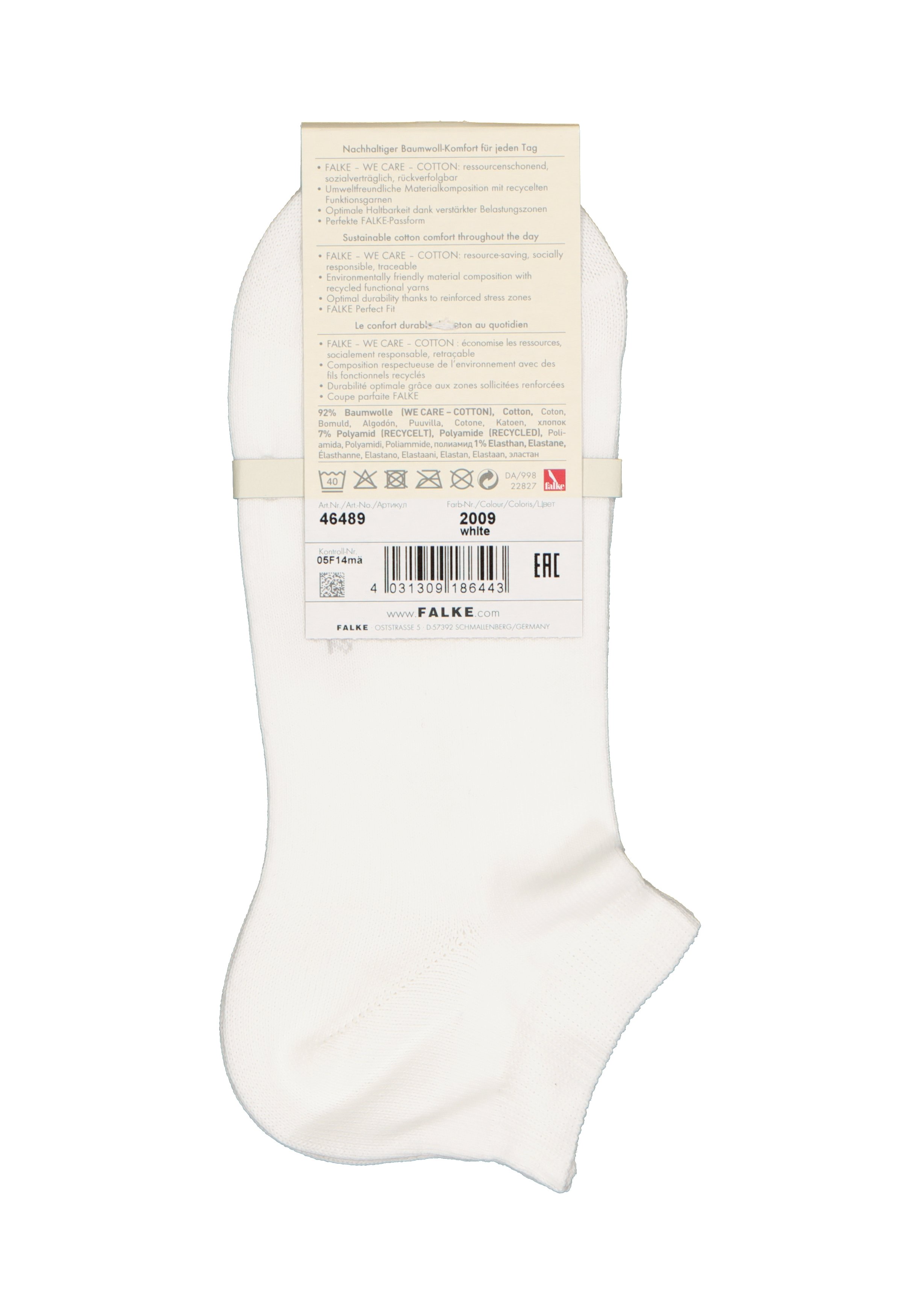 FALKE Family dames enkelsokken, katoen, wit (white)