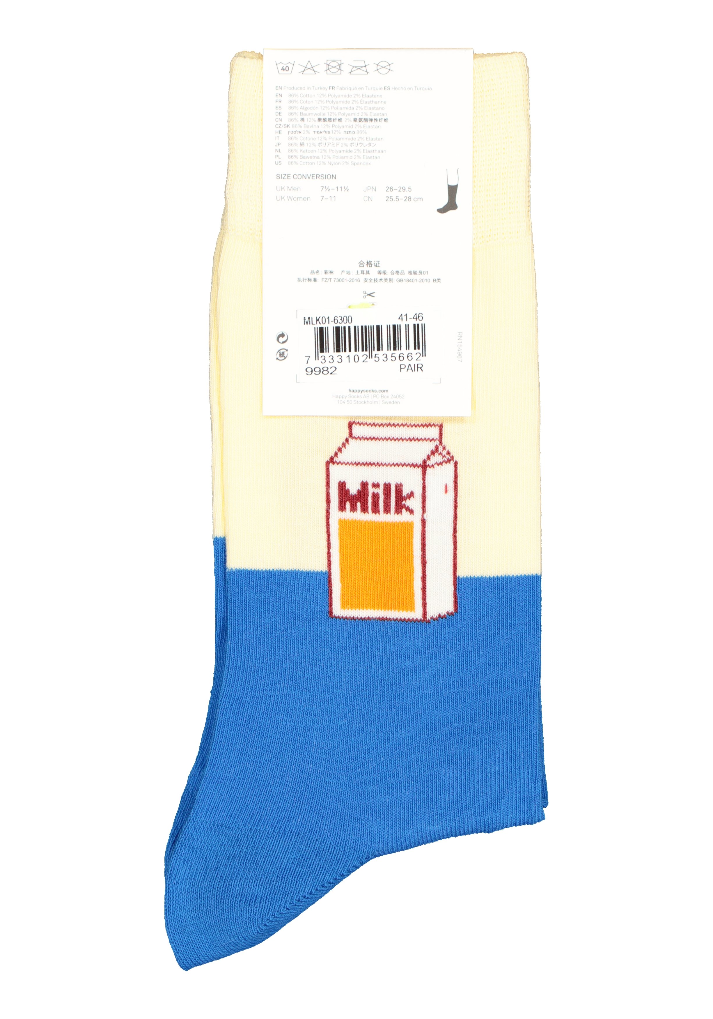 Happy Socks Milk Sock, blauw-witte melk