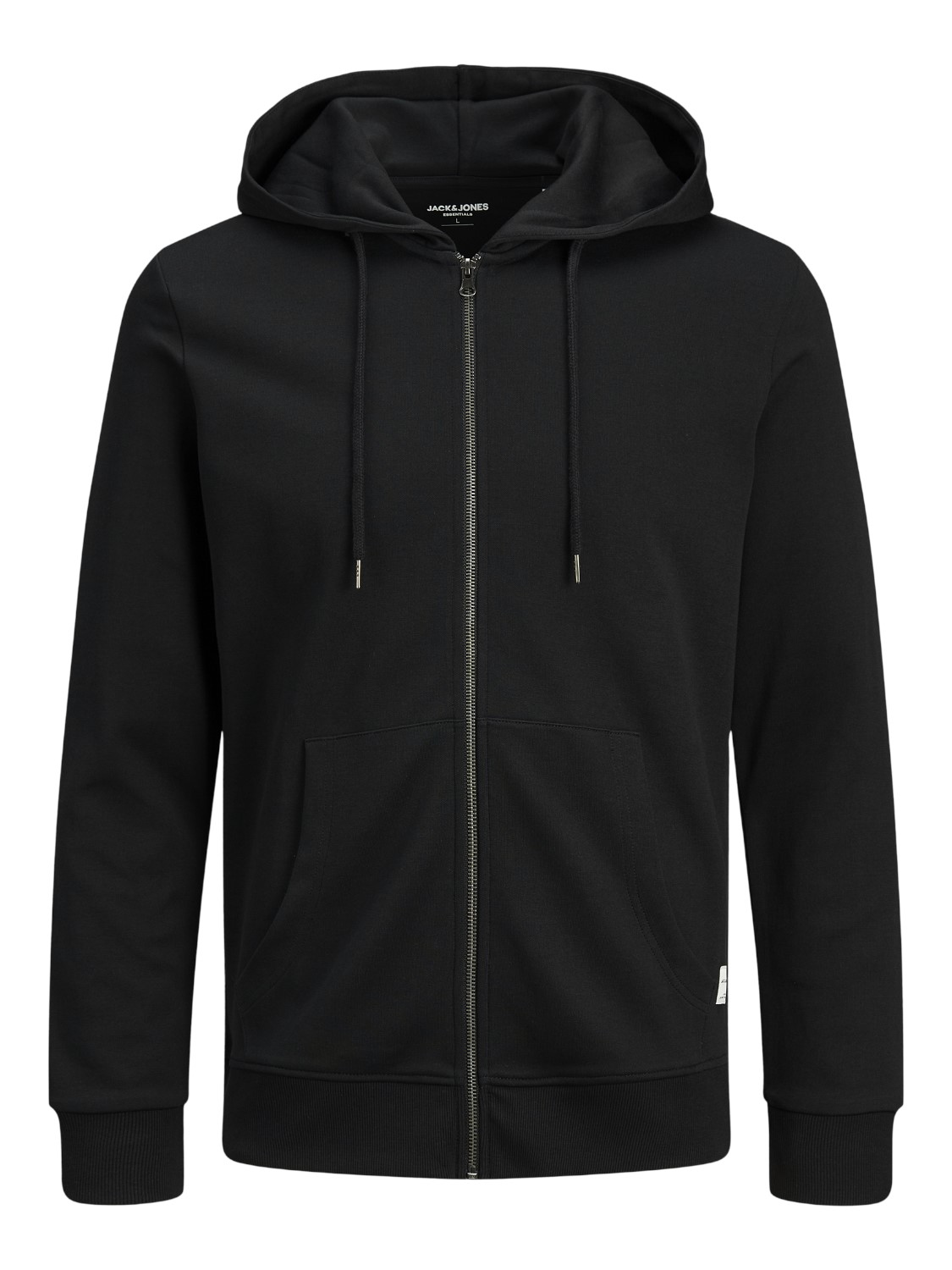 JACK & JONES Basic sweat zip hood slim fit, heren sweatvest katoenmengsel met capuchon, zwart