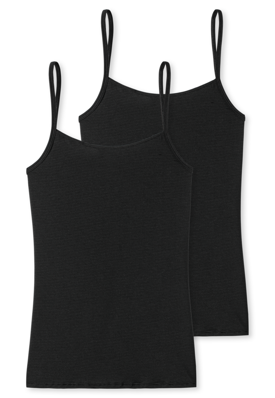 SCHIESSER Modal Essentials singlet (2-pack), dames spaghettitops zwart