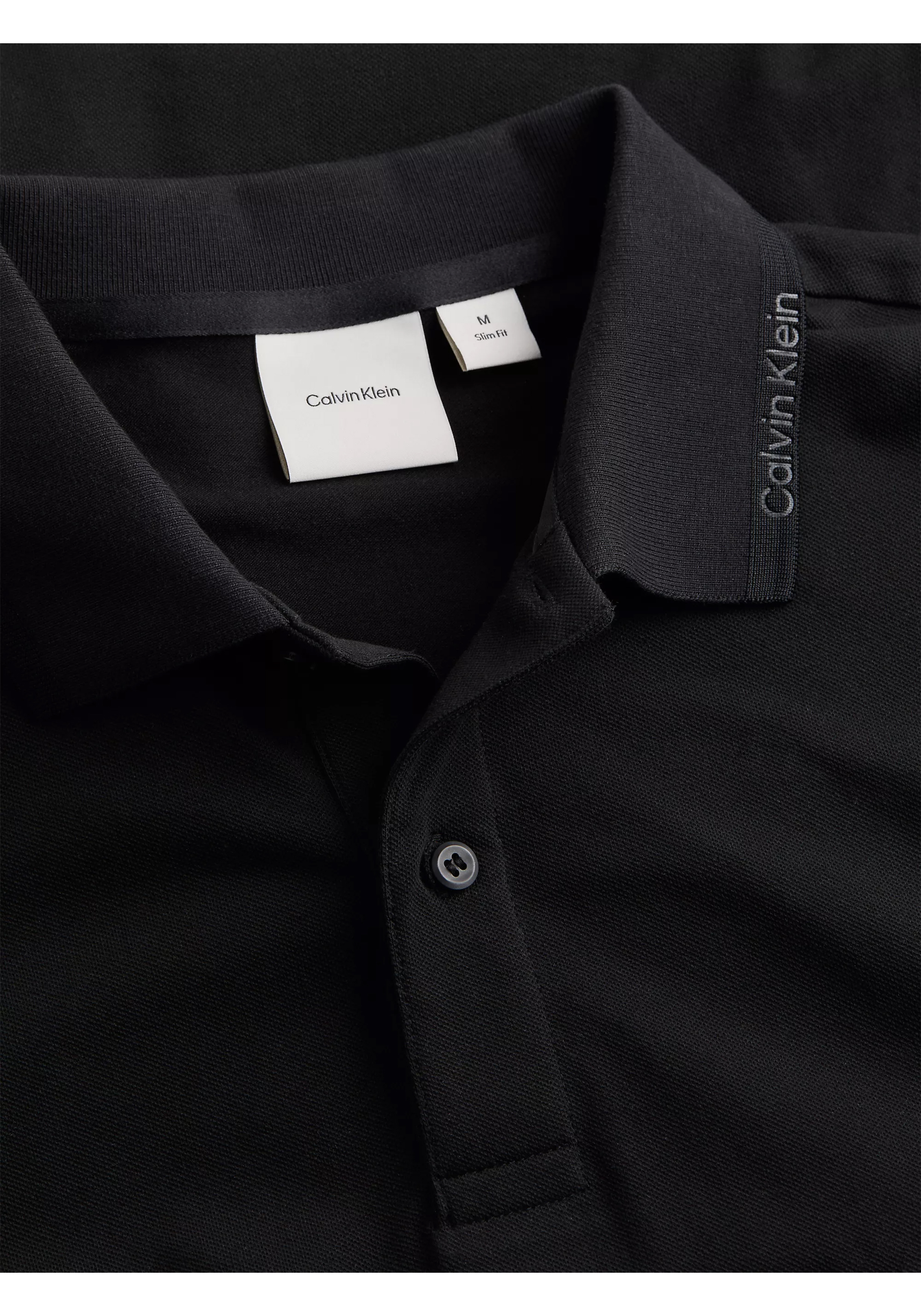 Calvin Klein Thermo Tech Pique Slim Polo, heren poloshirt, zwart