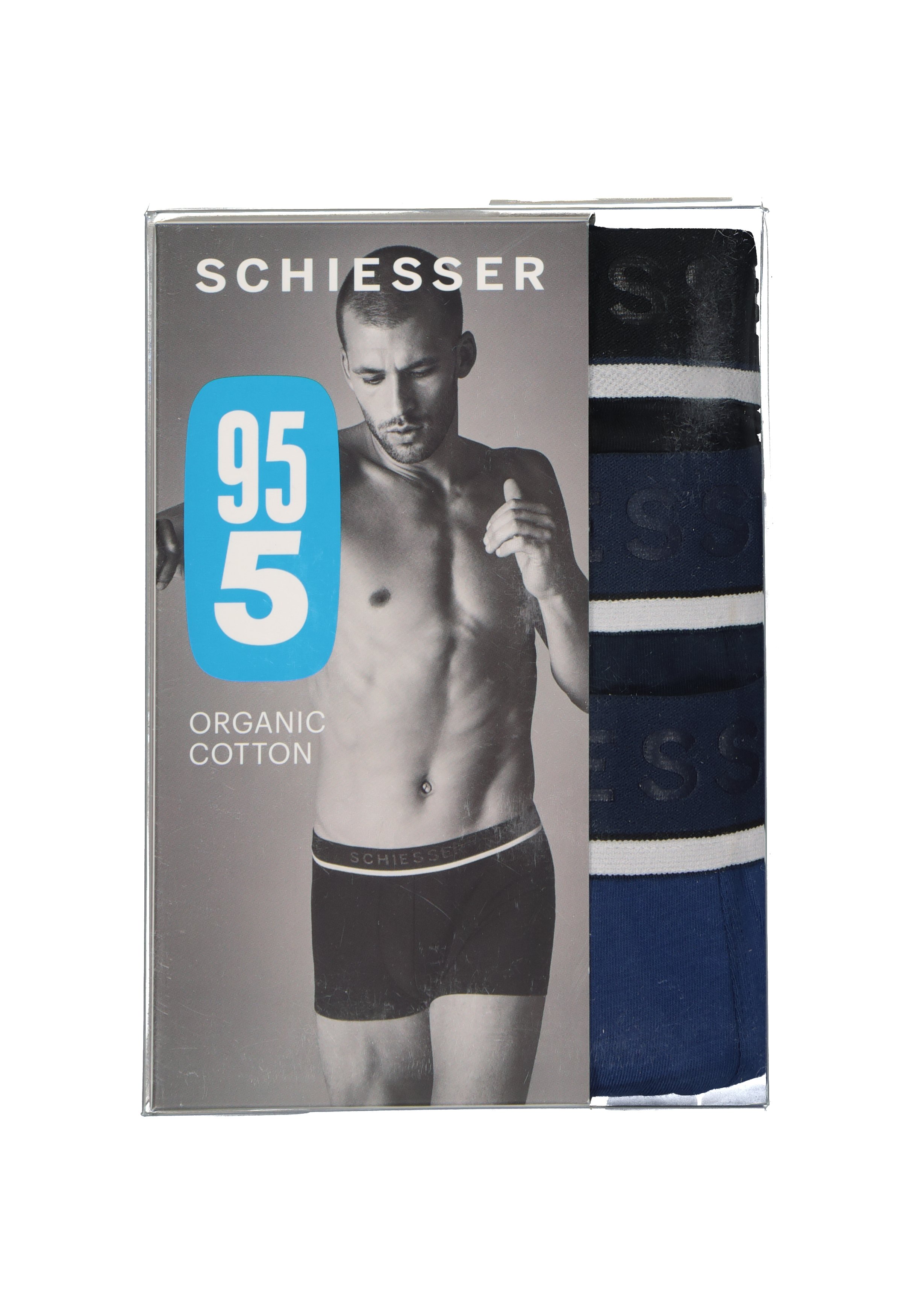 SCHIESSER 95/5 shorts (3-pack), zwart, blauw en donkerblauw