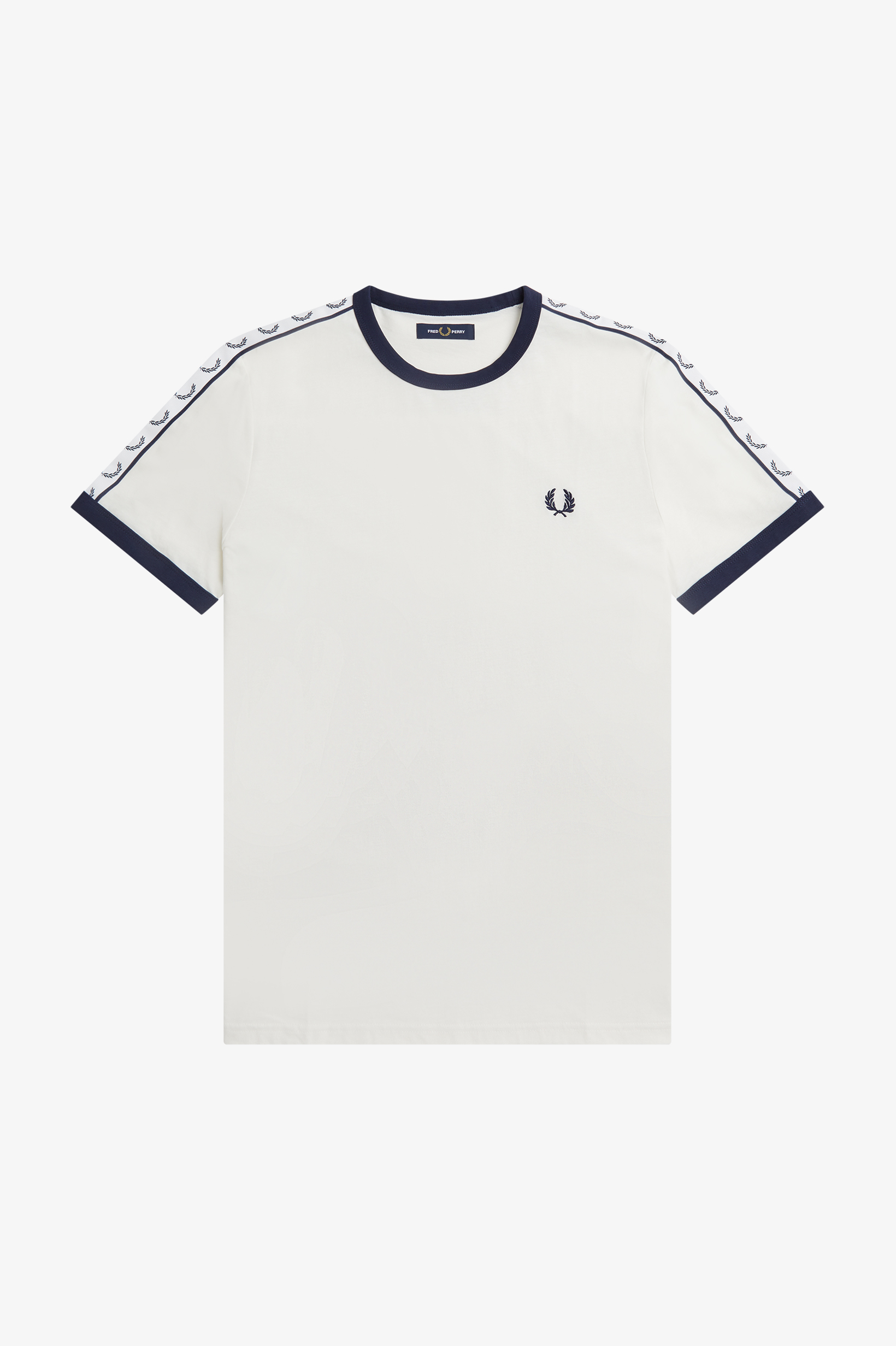 Fred Perry Taped Ringer regular fit T-shirt M6347, korte mouw O-hals, Snow White, wit